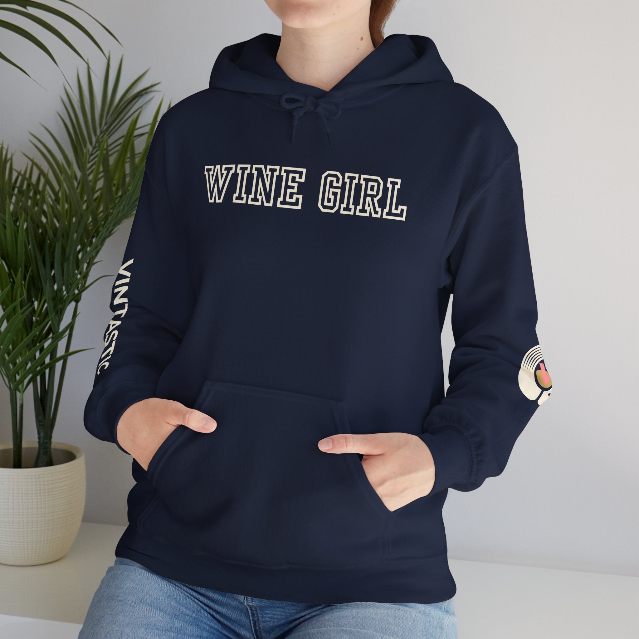 Vintastic Wine Girl Hoodie – Black Unisex Oversized Sweatshirt | Wine Lover Gift
