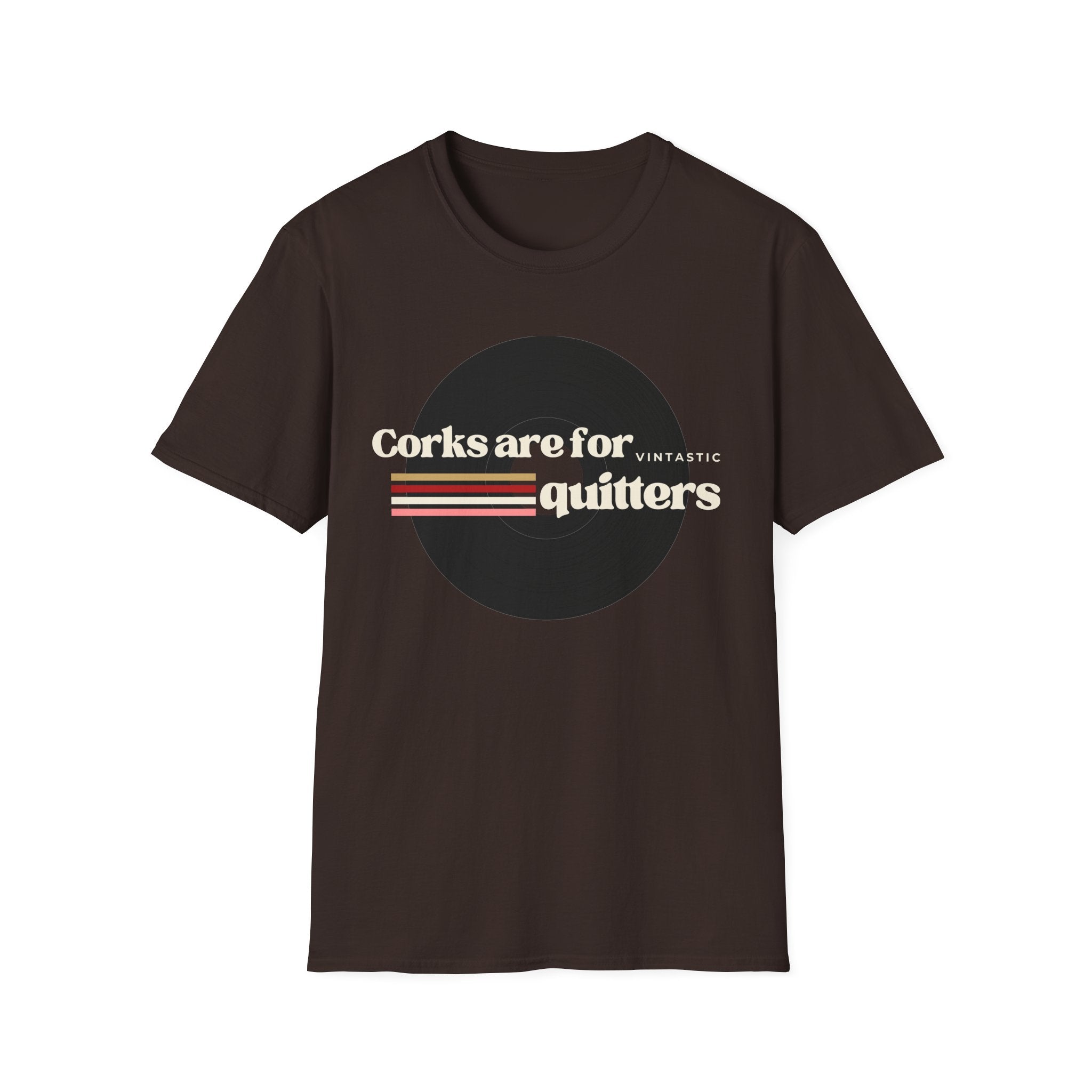 T-Shirt — "Corks Are For Quitters" Vintage Wine Humor Tee