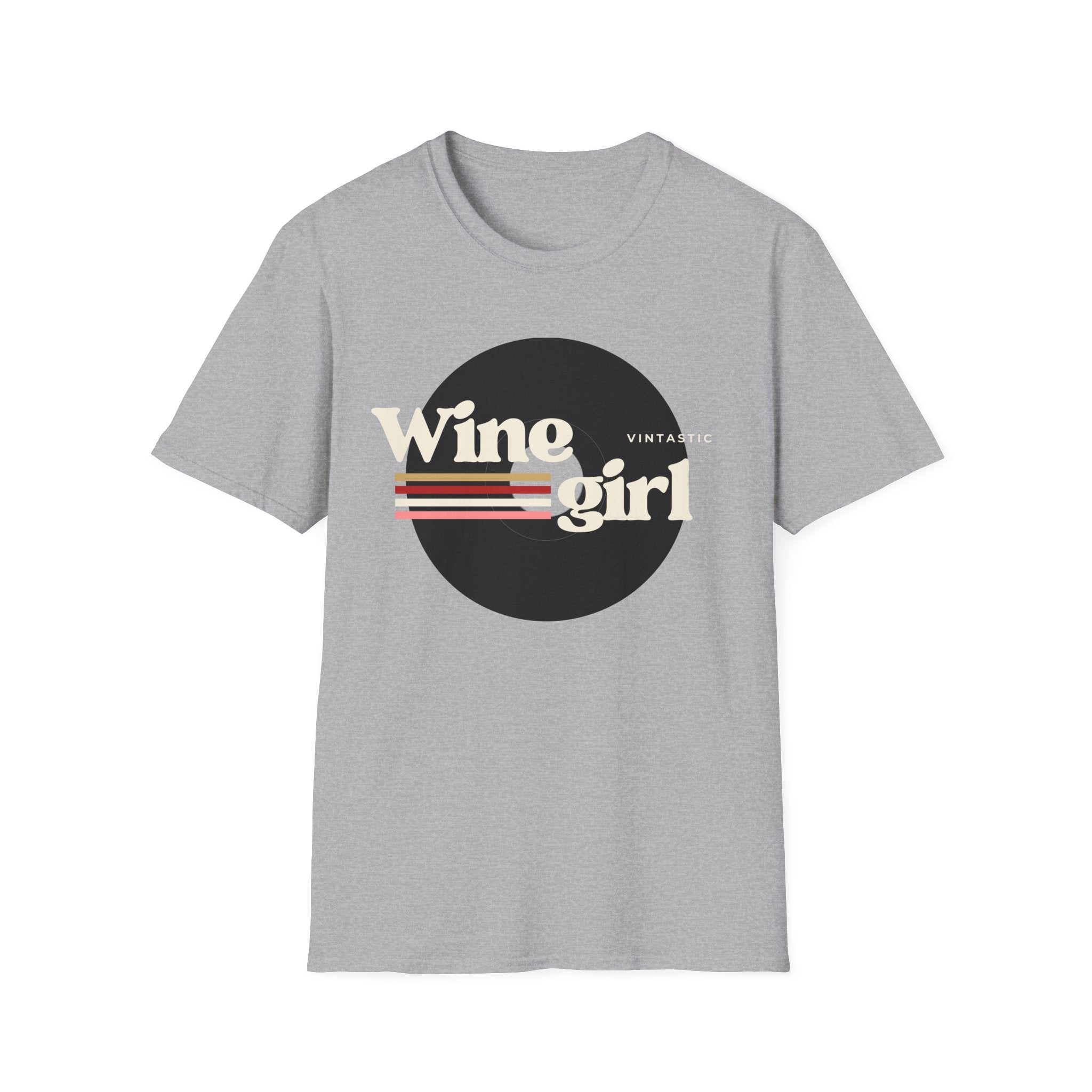 Wine Girl T-Shirt — Vintage Retro Striped Graphic Tee