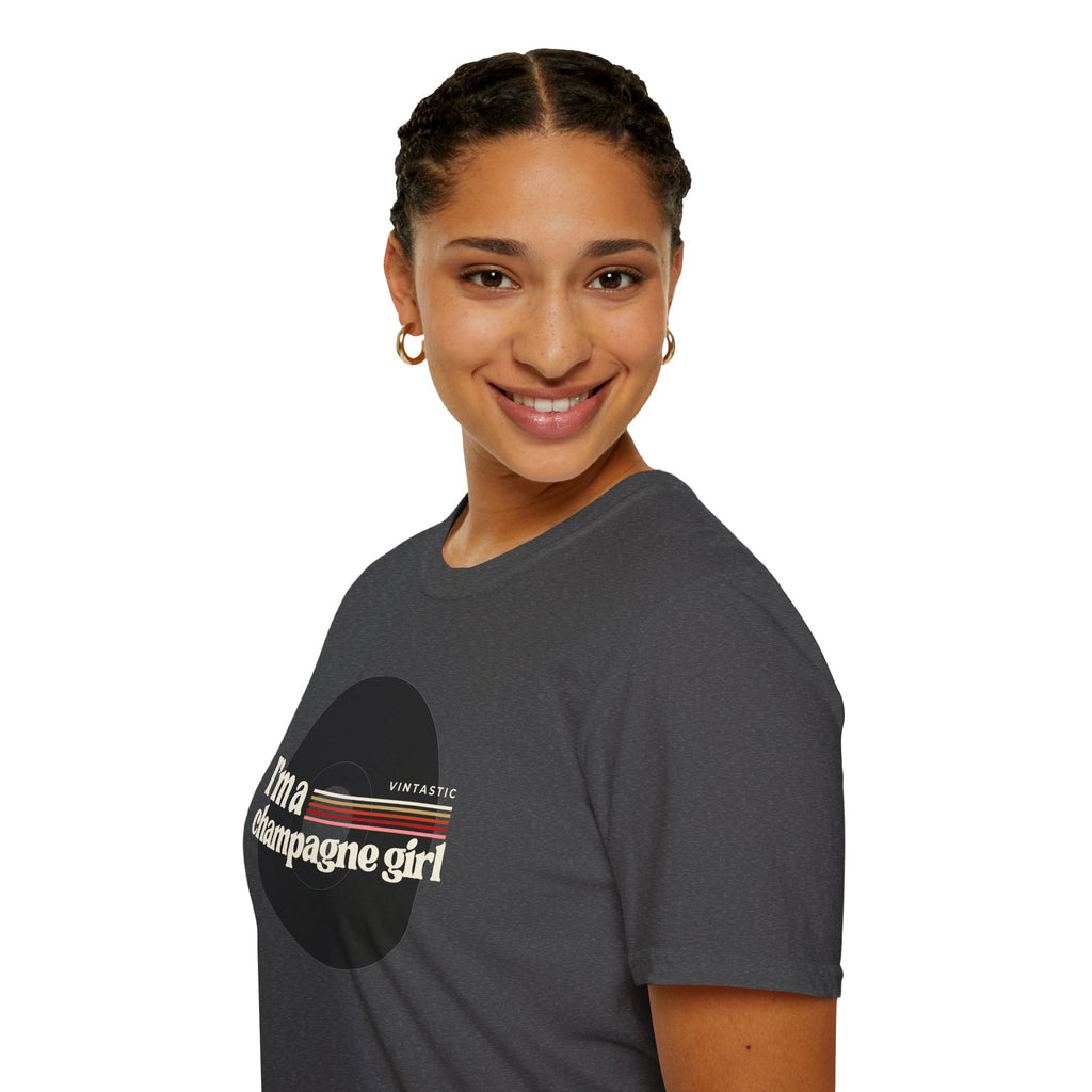I’m a Champagne Girl Tee – Retro Vinyl Design | Vintastic Wine & Bubbly Collection