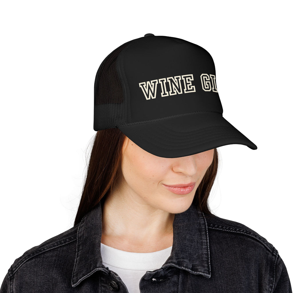 Wine Girl Trucker Cap -by  Vintastic Designs