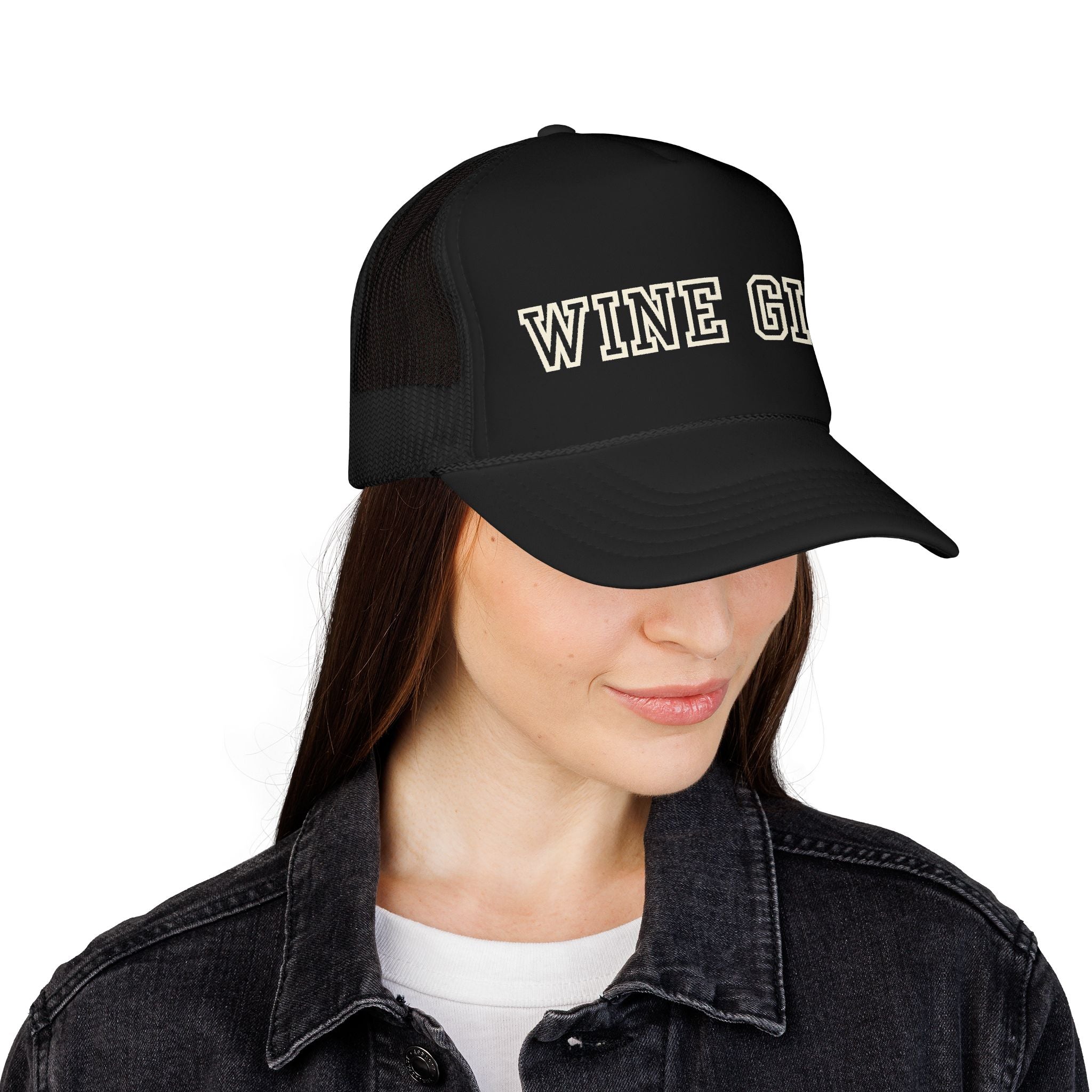 Wine Girl Trucker Cap -by  Vintastic Designs