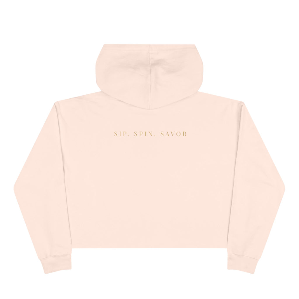 Wine Floral Crop Hoodie — Vintage Rose Wine Graphic Cropped Hoodie
