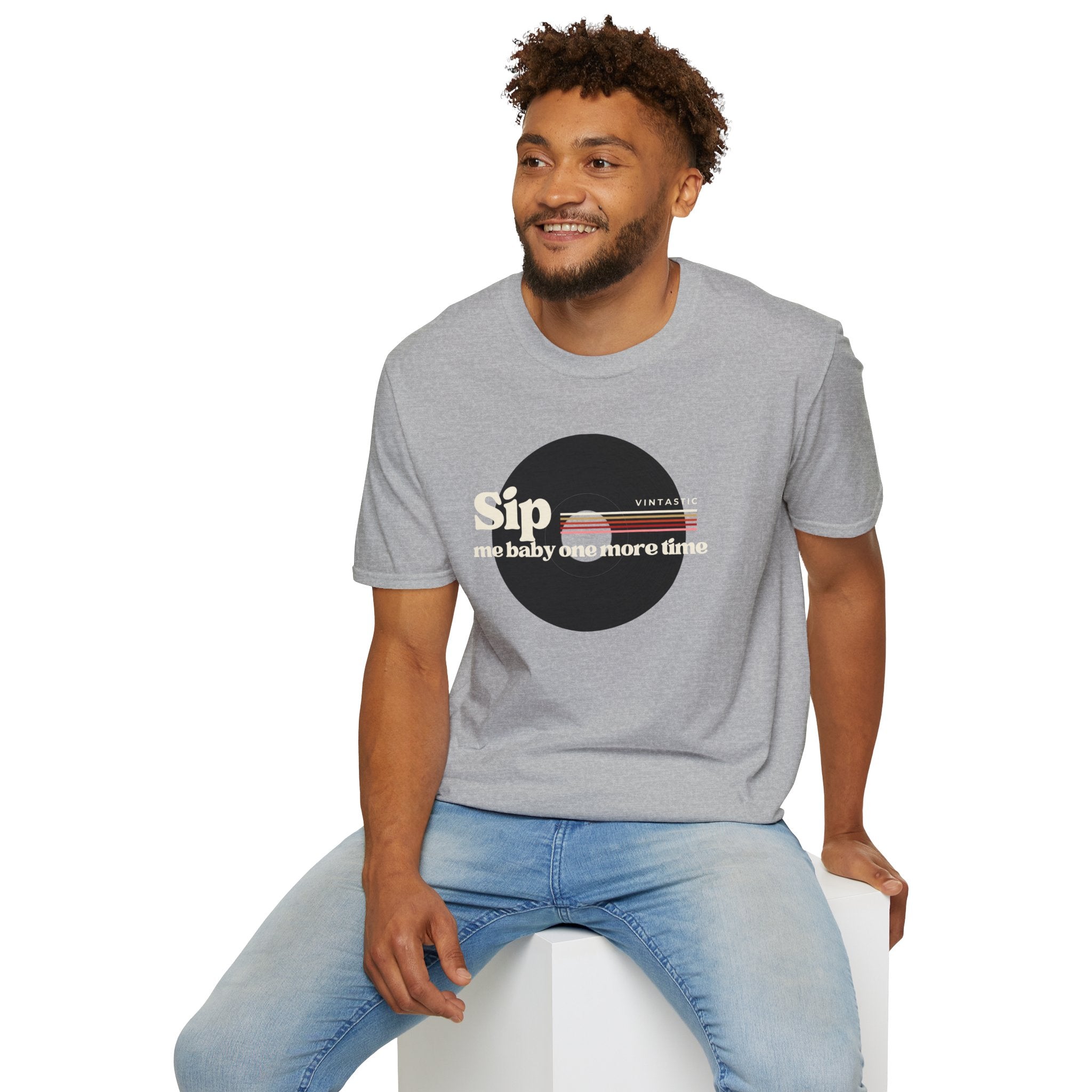 Sip Me Baby One More Time Tee – Retro Vinyl Wine Girl Style