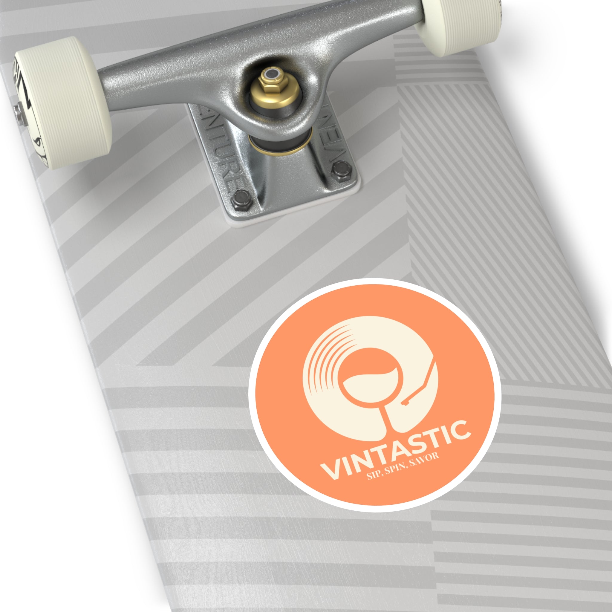 Vintastic Round Sticker — Retro Wine & Vinyl Logo (Indoor/Outdoor)