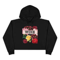 Wine Floral Crop Hoodie — Vintage Rose Wine Graphic Cropped Hoodie