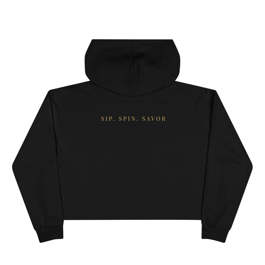 Wine Floral Crop Hoodie — Vintage Rose Wine Graphic Cropped Hoodie
