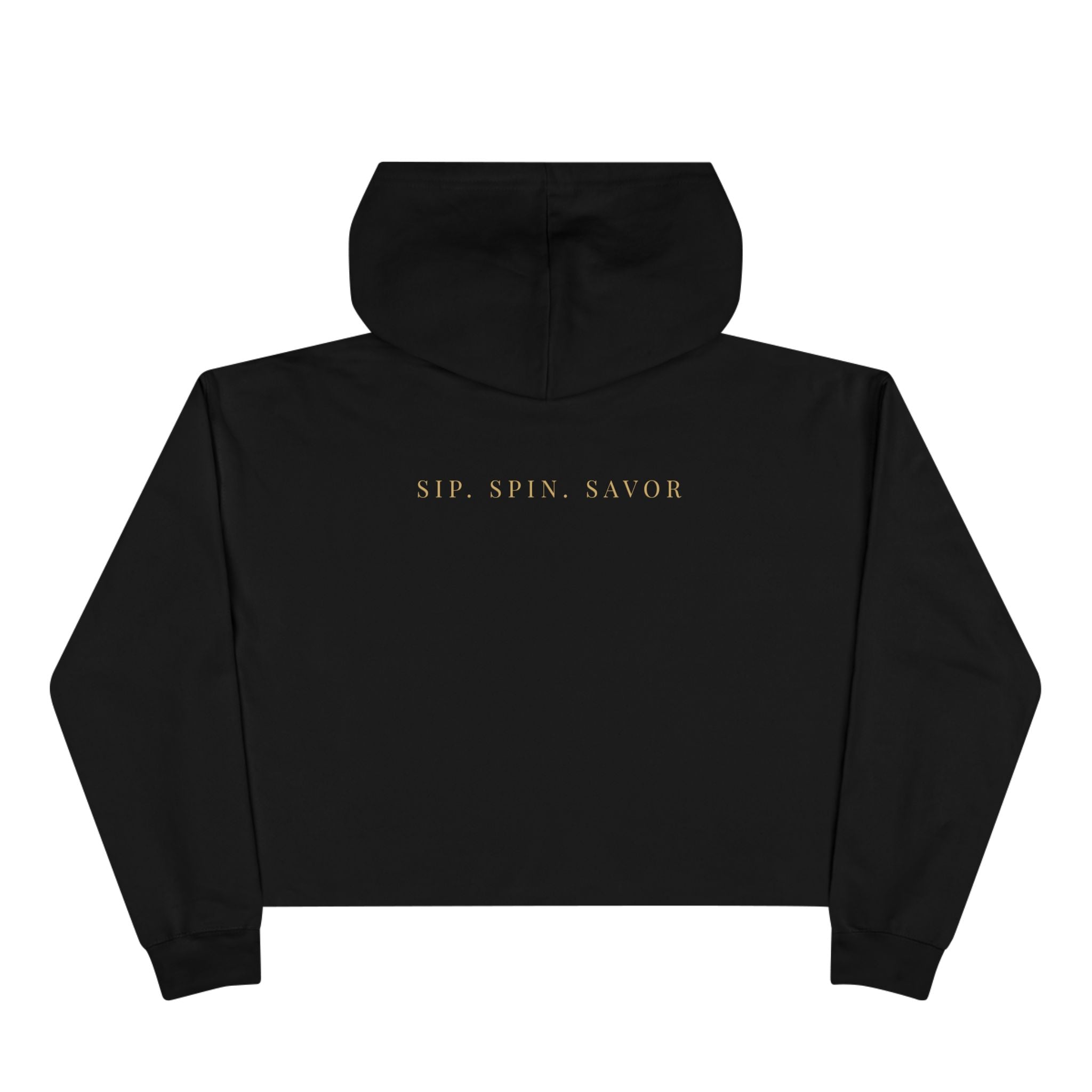 Wine Floral Crop Hoodie — Vintage Rose Wine Graphic Cropped Hoodie