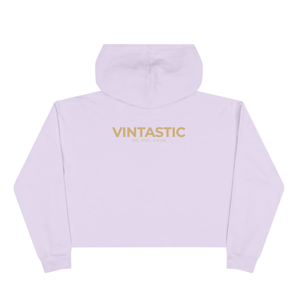 Wine Girl Vintastic Crop Hoodie — White Logo Cropped Pullover