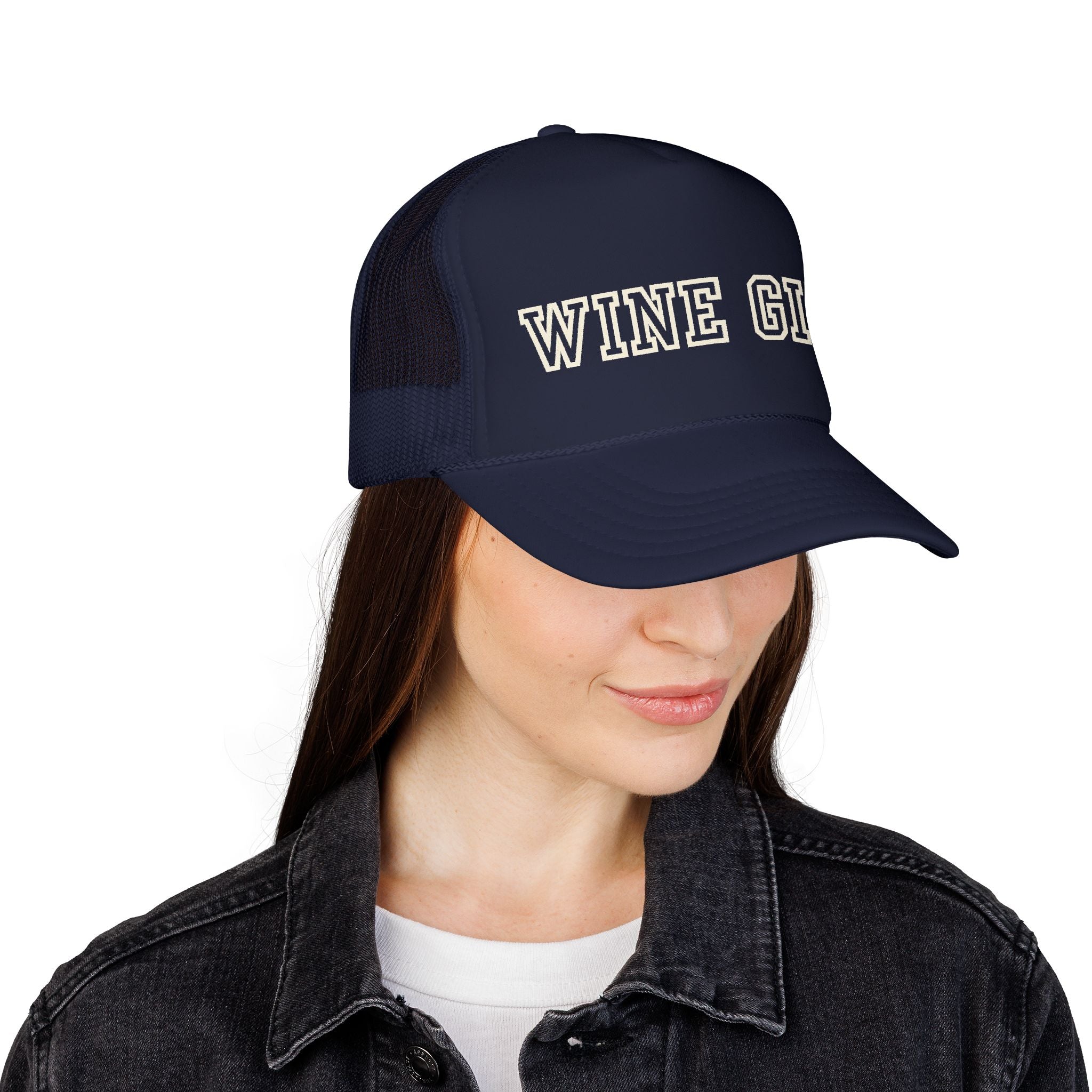 Wine Girl Trucker Cap -by  Vintastic Designs