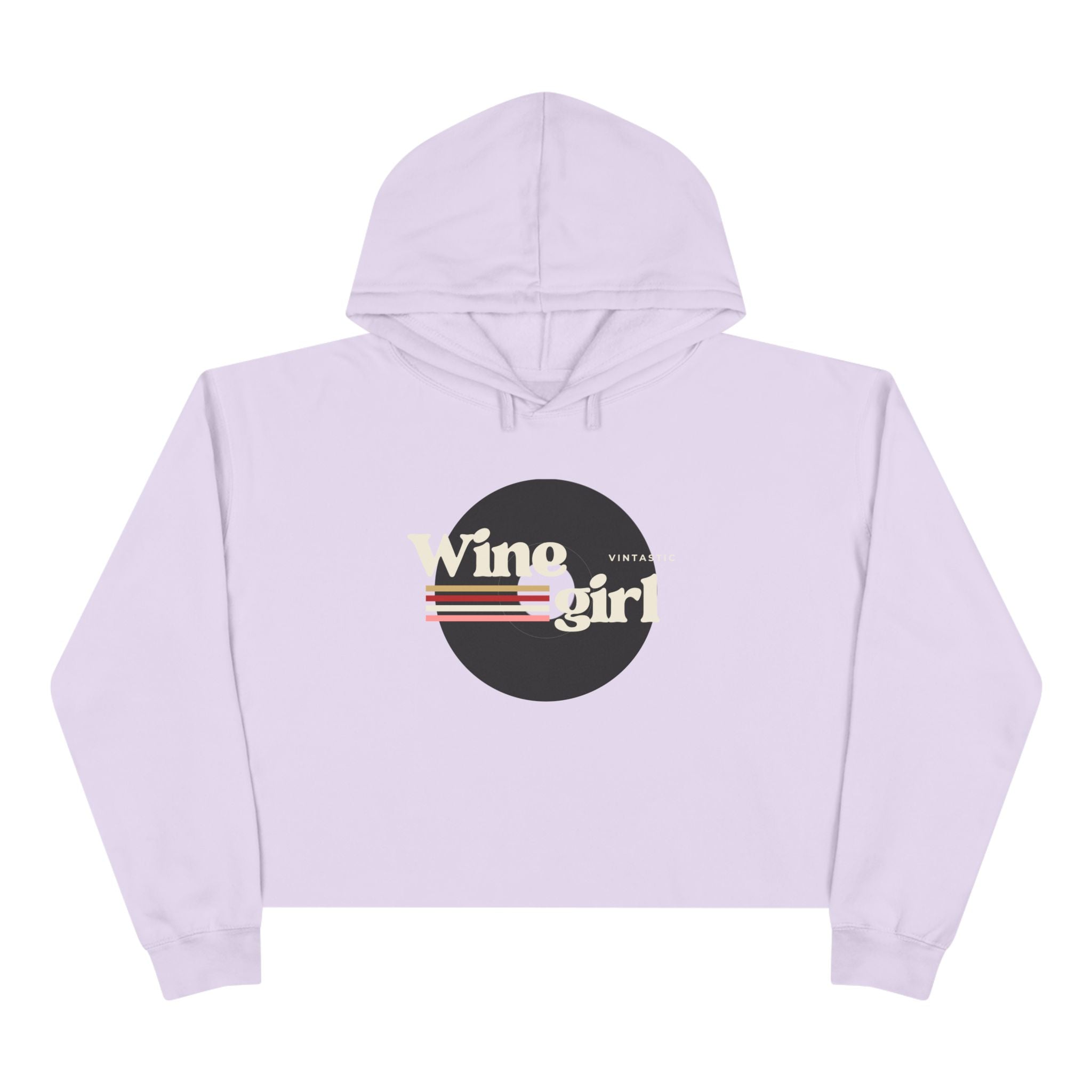 Wine Girl Vintastic Crop Hoodie — White Logo Cropped Pullover