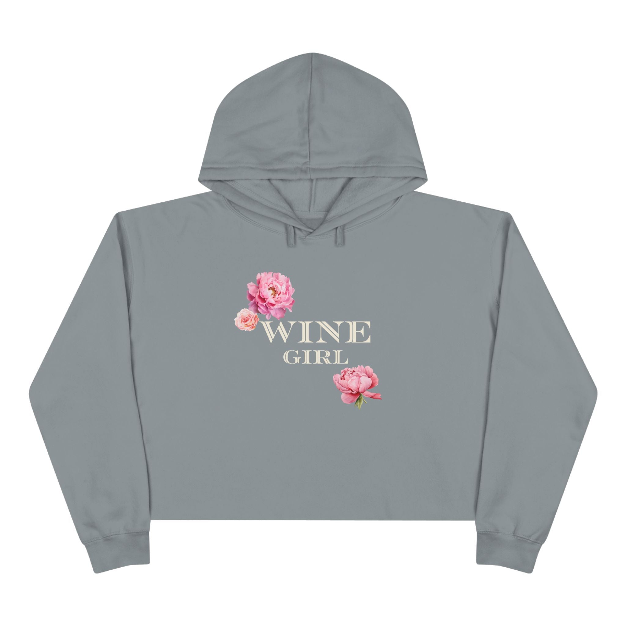 Wine Girl Cropped Hoodie — 'Vintastic' Floral Wine Lover Sweatshirt