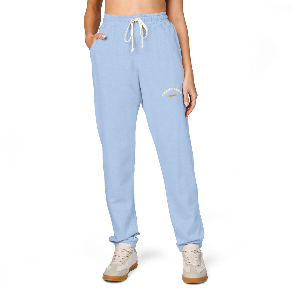 Cozy Champagne Season Sweatpants — Garment-Dyed Fleece Joggers with 'Canyon Club' Logo