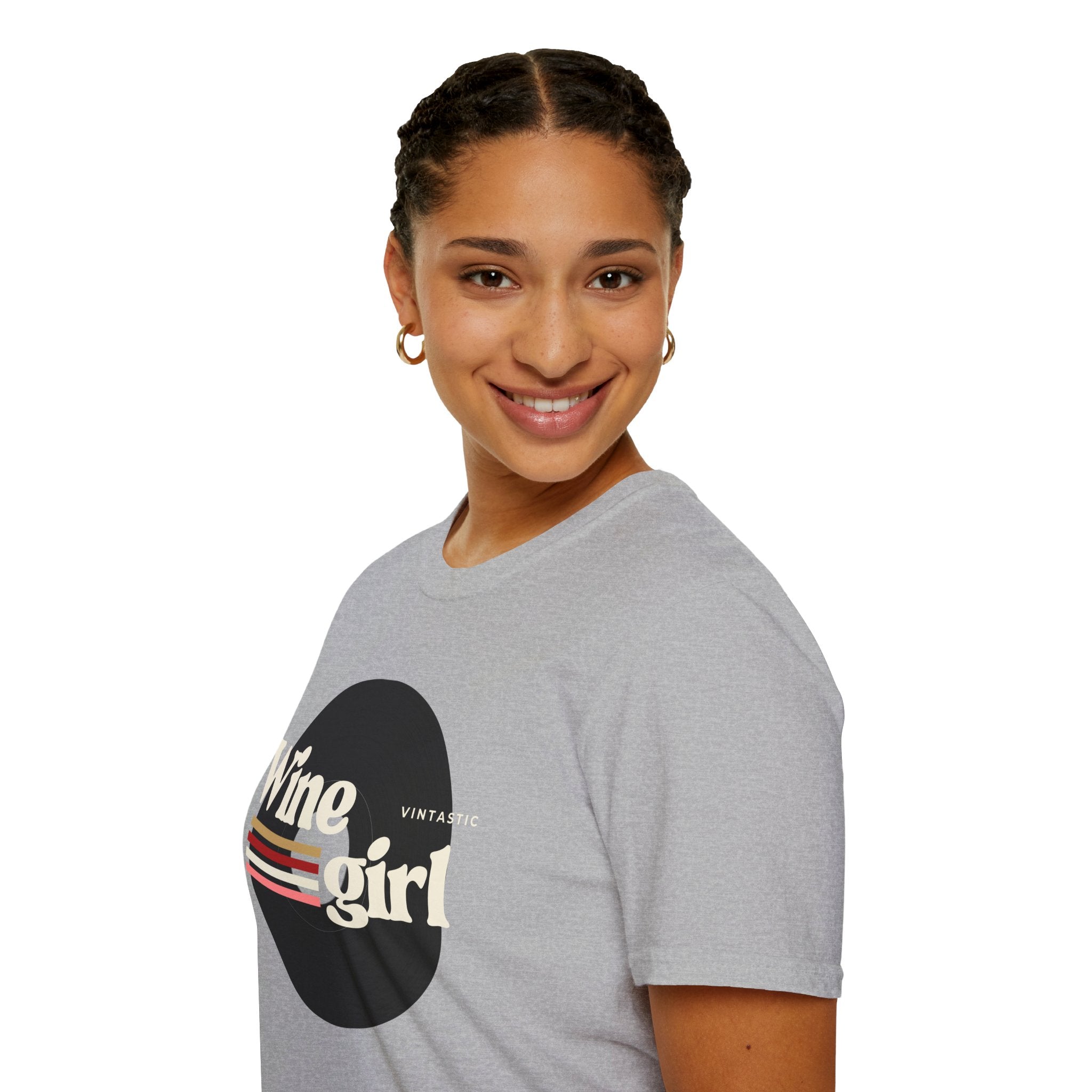 Wine Girl T-Shirt — Vintage Retro Striped Graphic Tee