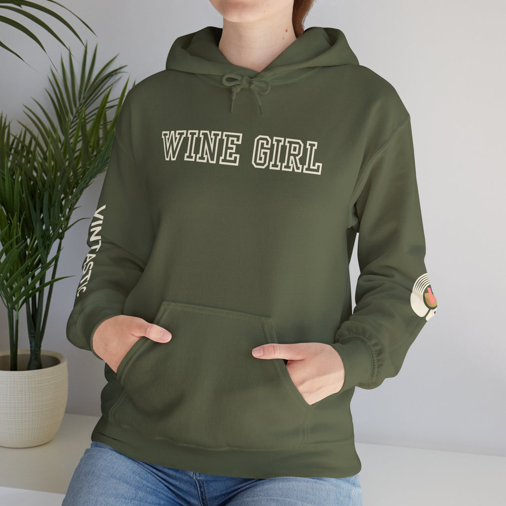 Vintastic Wine Girl Hoodie – Black Unisex Oversized Sweatshirt | Wine Lover Gift