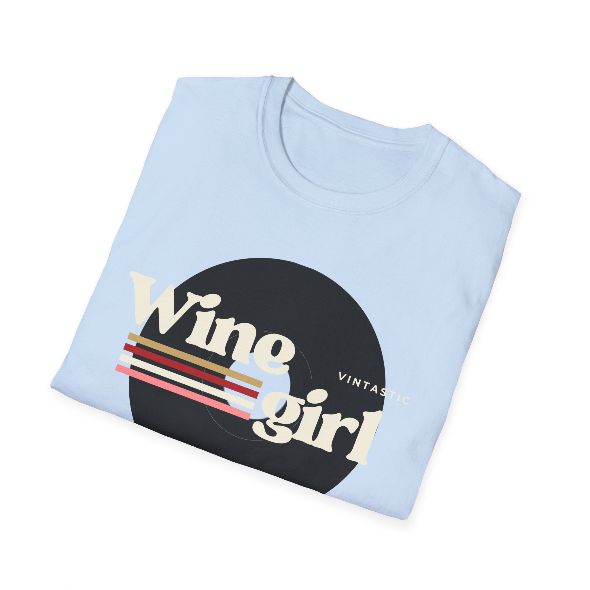Wine Girl T-Shirt — Vintage Retro Striped Graphic Tee