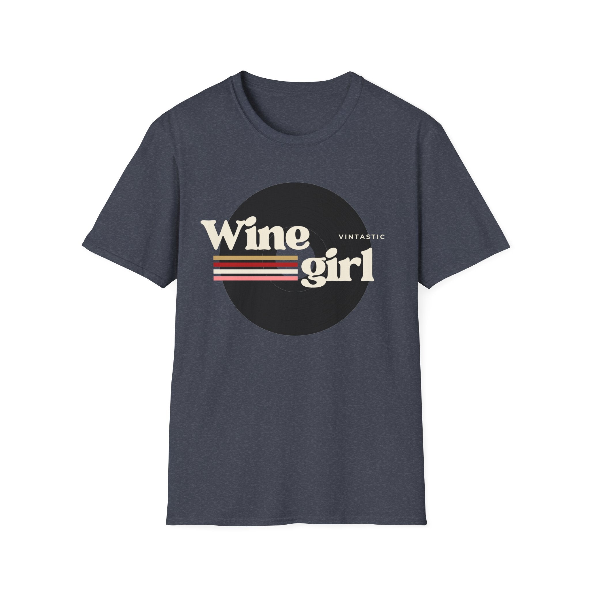 Wine Girl T-Shirt — Vintage Retro Striped Graphic Tee