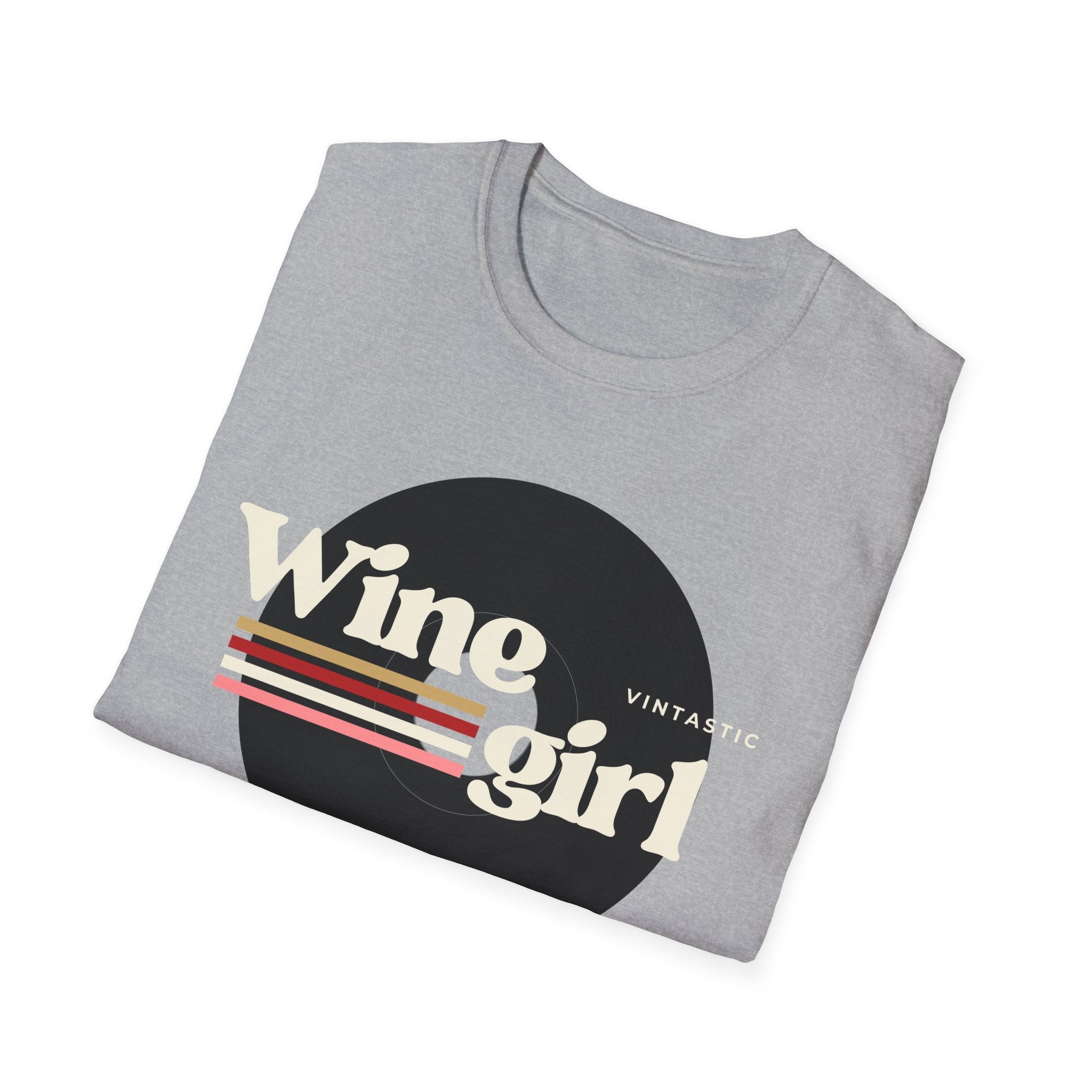 Wine Girl T-Shirt — Vintage Retro Striped Graphic Tee