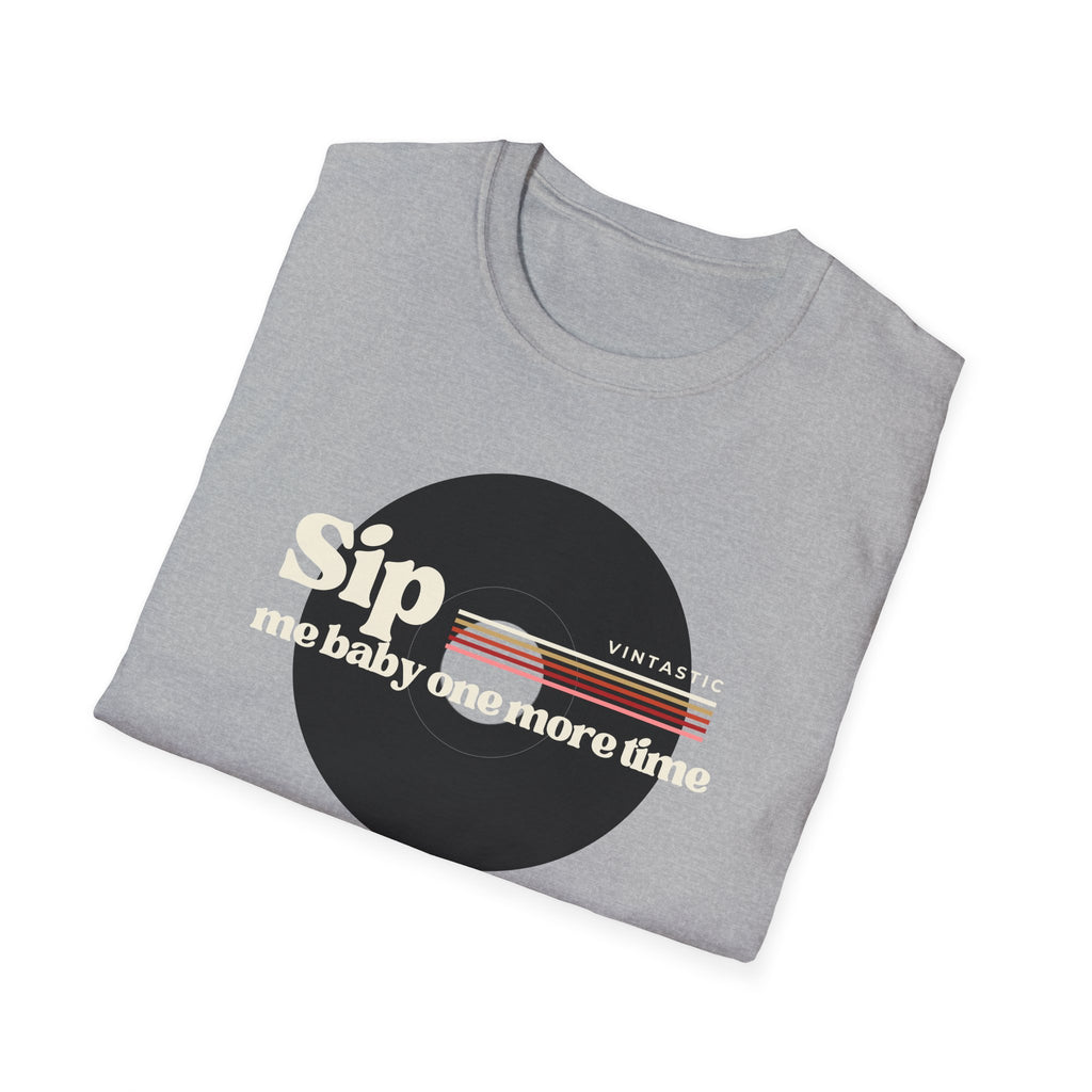 Sip Me Baby One More Time Tee – Retro Vinyl Wine Girl Style
