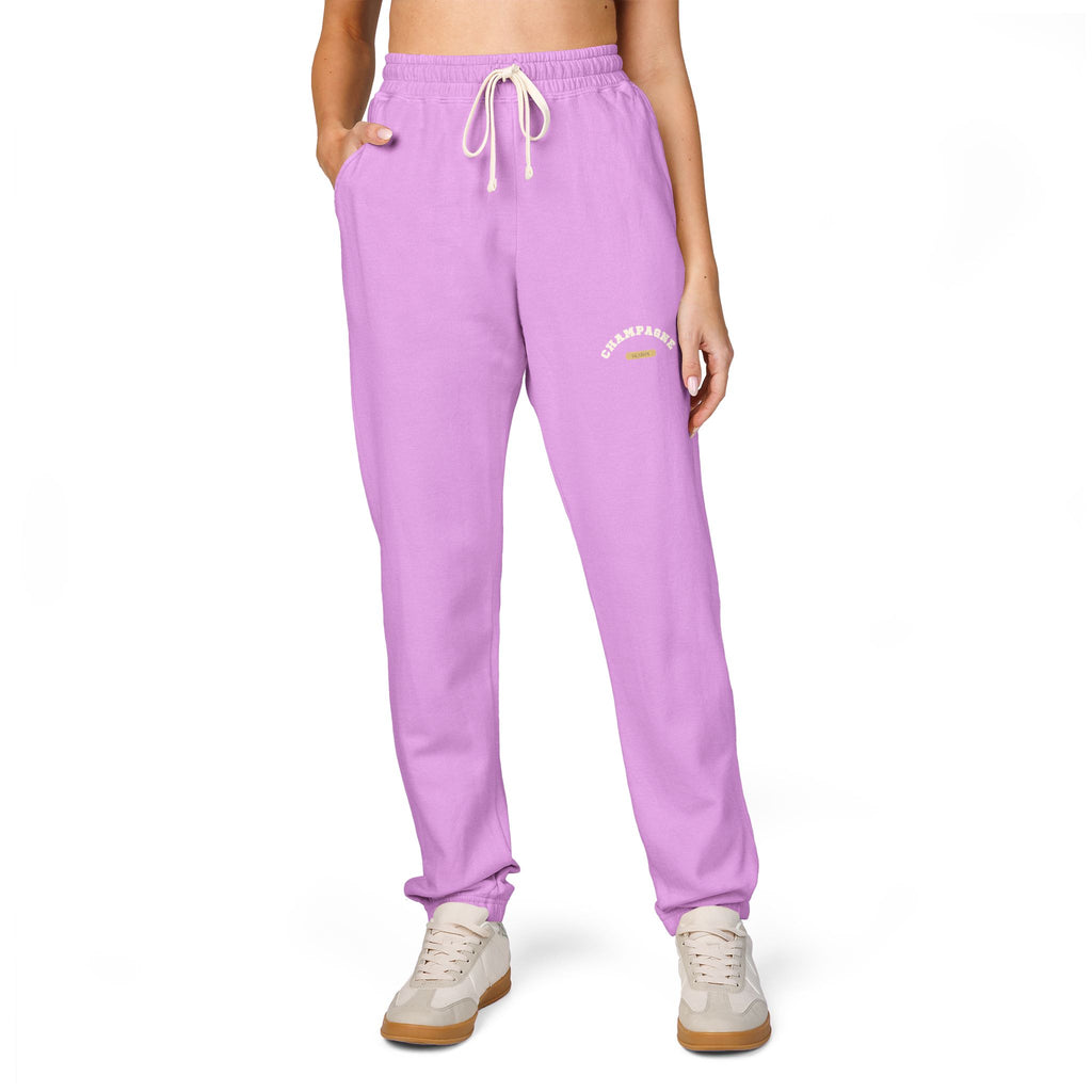 Cozy Champagne Season Sweatpants — Garment-Dyed Fleece Joggers with 'Canyon Club' Logo