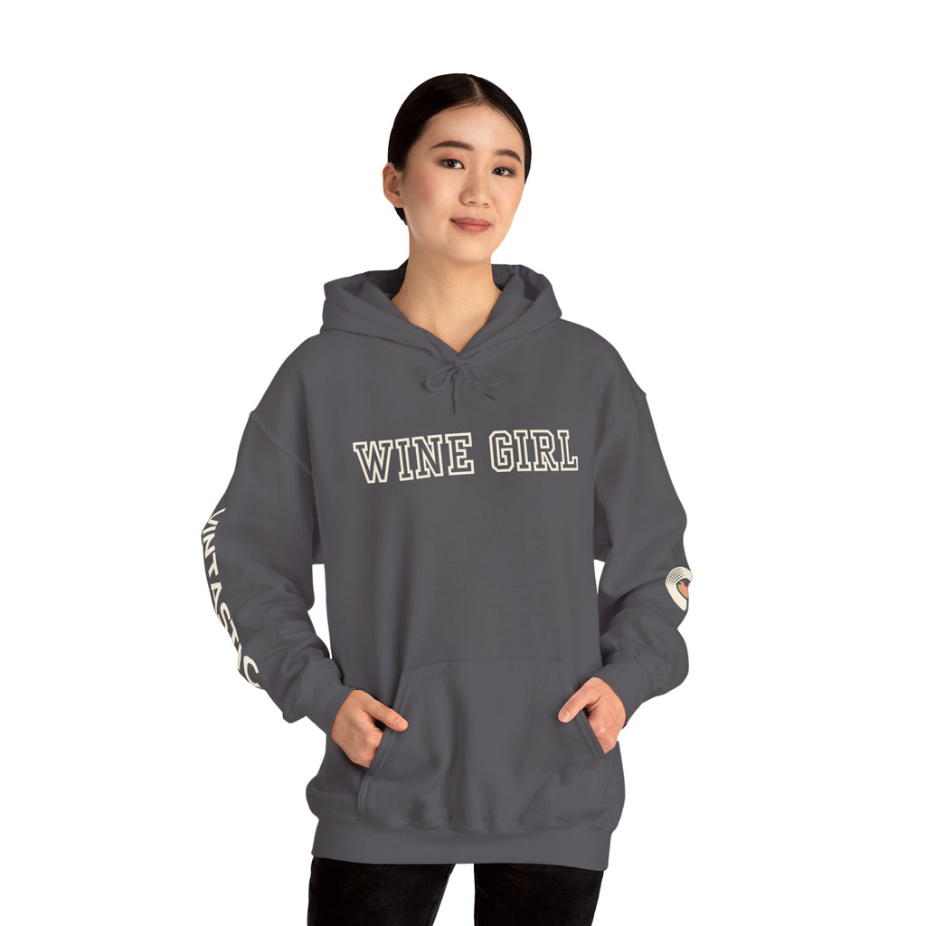 Vintastic Wine Girl Hoodie – Black Unisex Oversized Sweatshirt | Wine Lover Gift