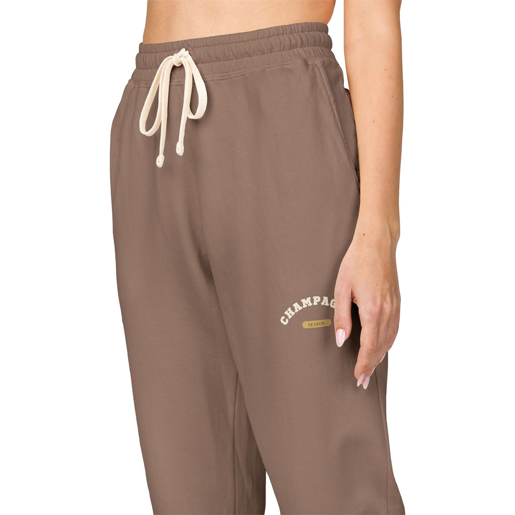 Cozy Champagne Season Sweatpants — Garment-Dyed Fleece Joggers with 'Canyon Club' Logo
