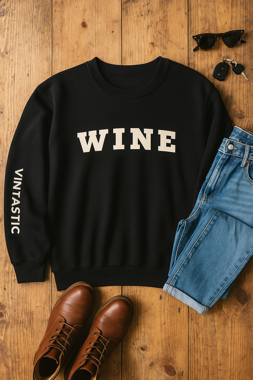 WINE Crewneck — Cozy. Classy. Vintastic.