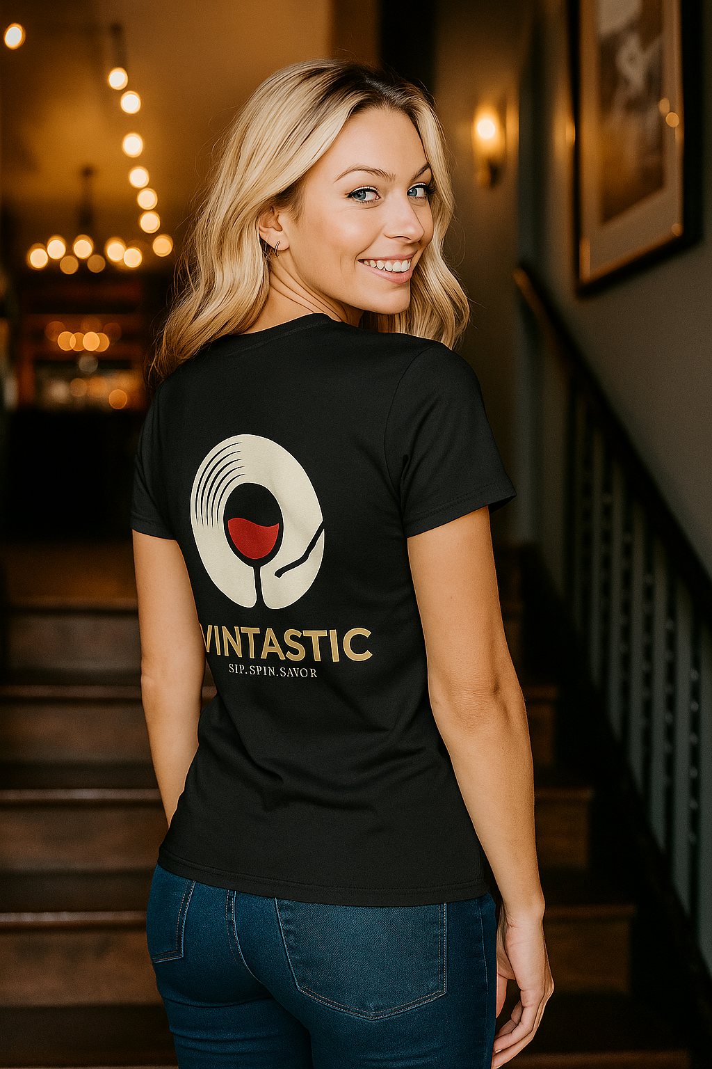 Vintastic Wine Tee — "Sip Sip Savor" Women's Graphic T-Shirt