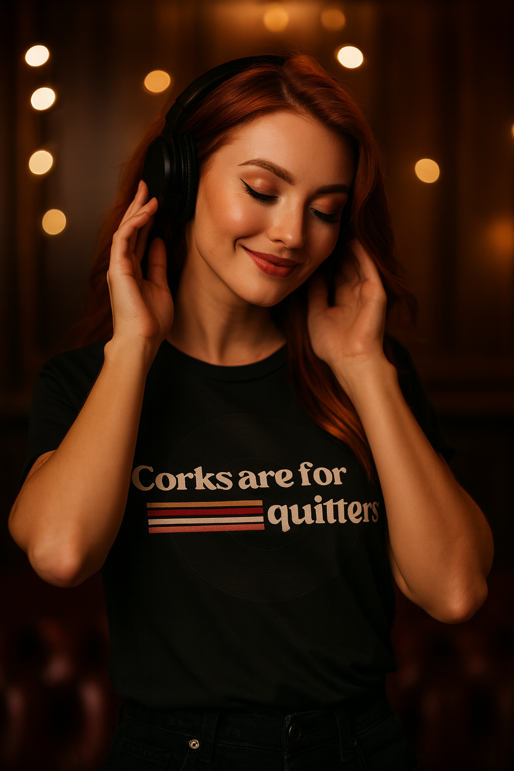 T-Shirt — "Corks Are For Quitters" Vintage Wine Humor Tee