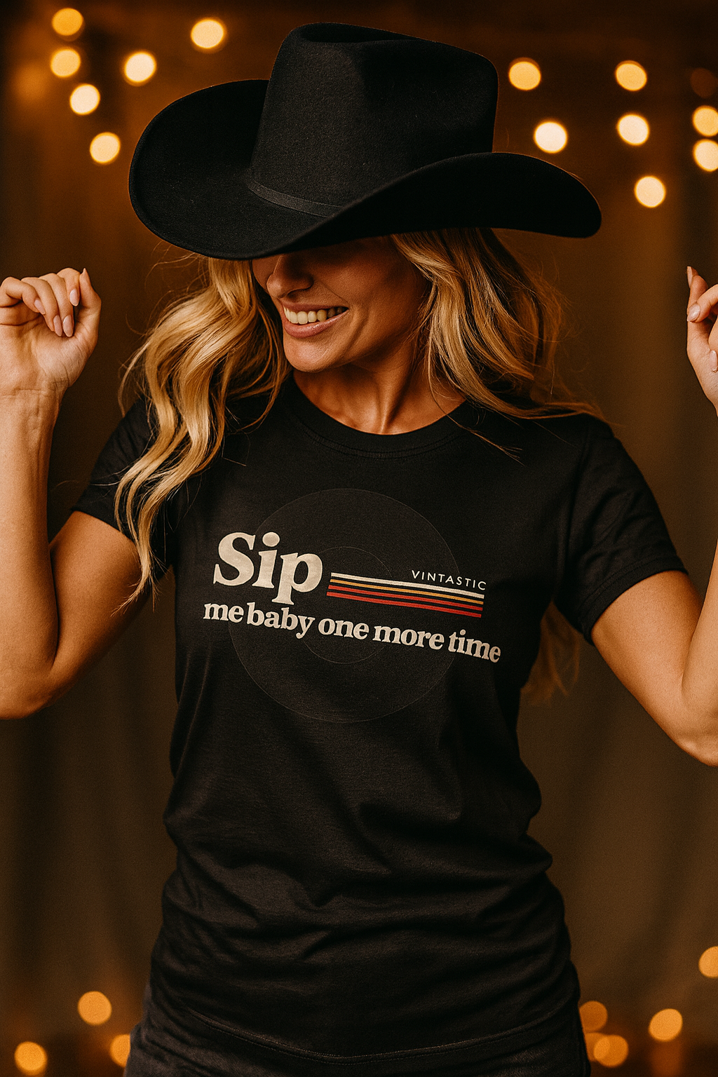 Sip Me Baby One More Time Tee – Retro Vinyl Wine Girl Style