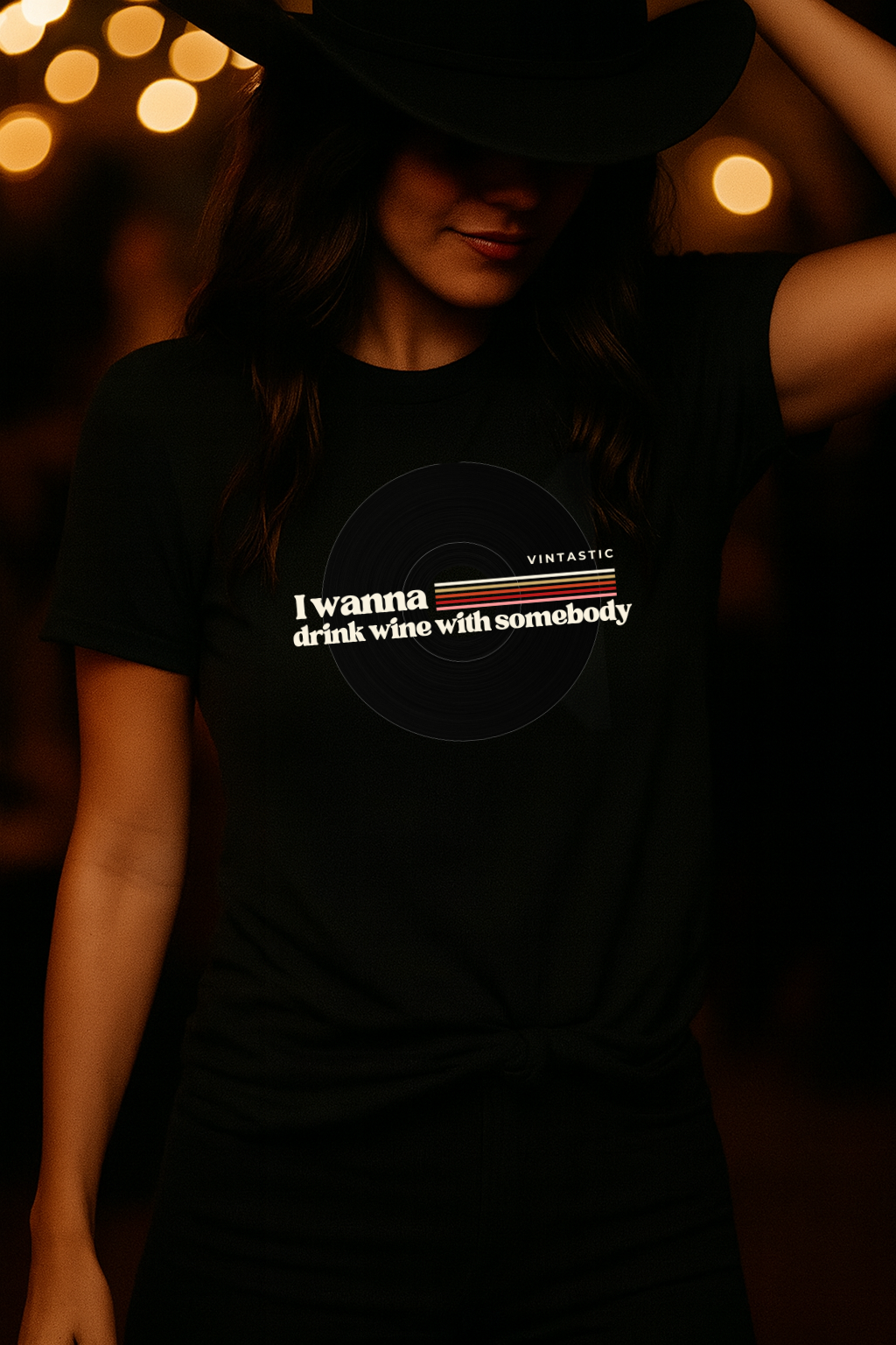 I Wanna Drink Wine With Somebody T-Shirt | Women’s Wine Lover Tee | Wine & Vinyl Collection