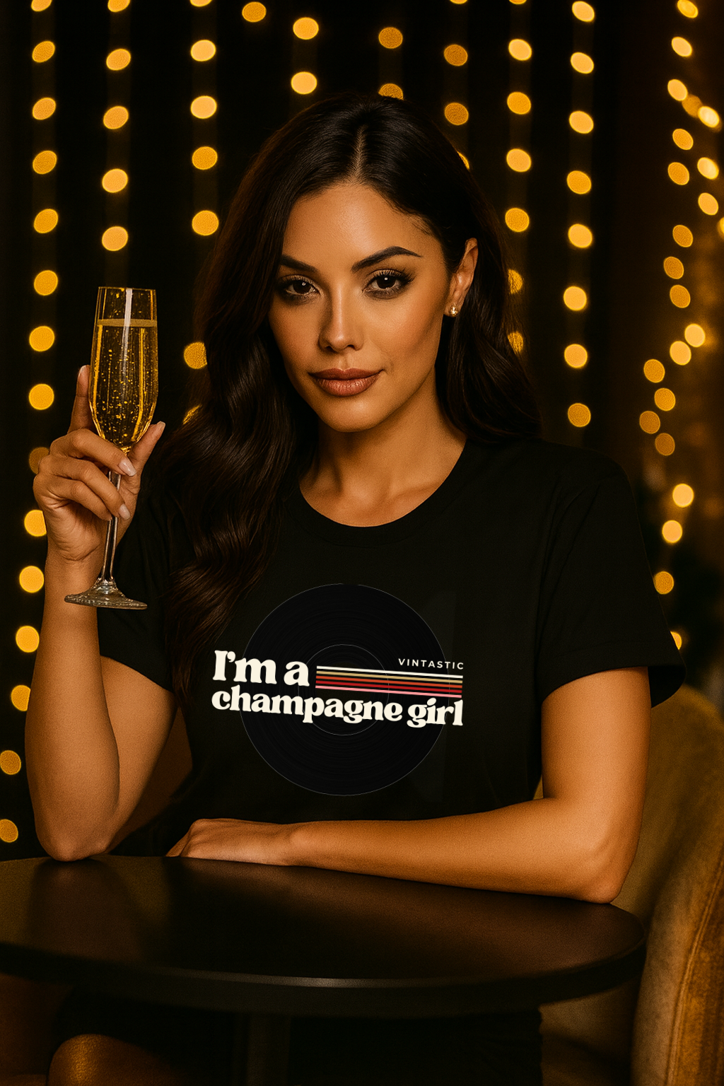 I’m a Champagne Girl Tee – Retro Vinyl Design | Vintastic Wine & Bubbly Collection