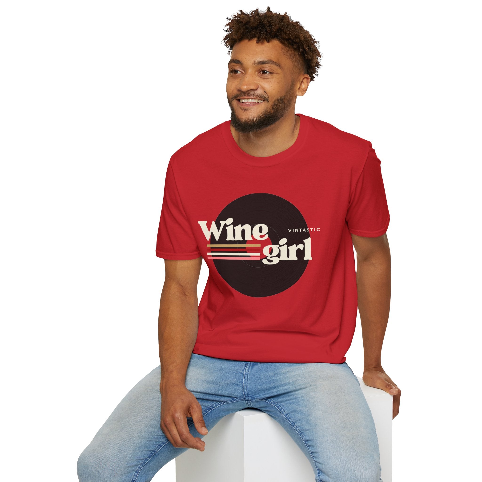 Wine Girl T-Shirt — Vintage Retro Striped Graphic Tee