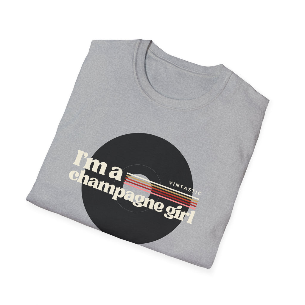 I’m a Champagne Girl Tee – Retro Vinyl Design | Vintastic Wine & Bubbly Collection
