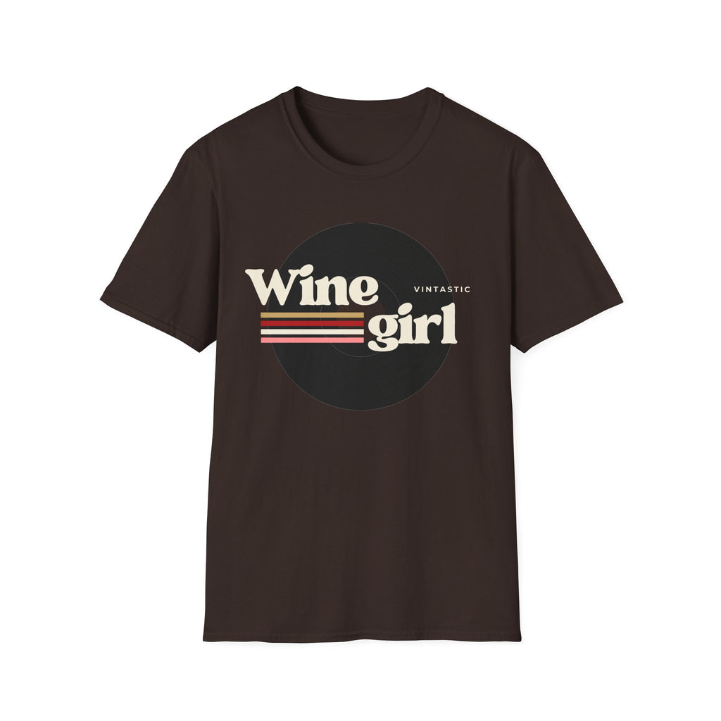 Wine Girl T-Shirt — Vintage Retro Striped Graphic Tee