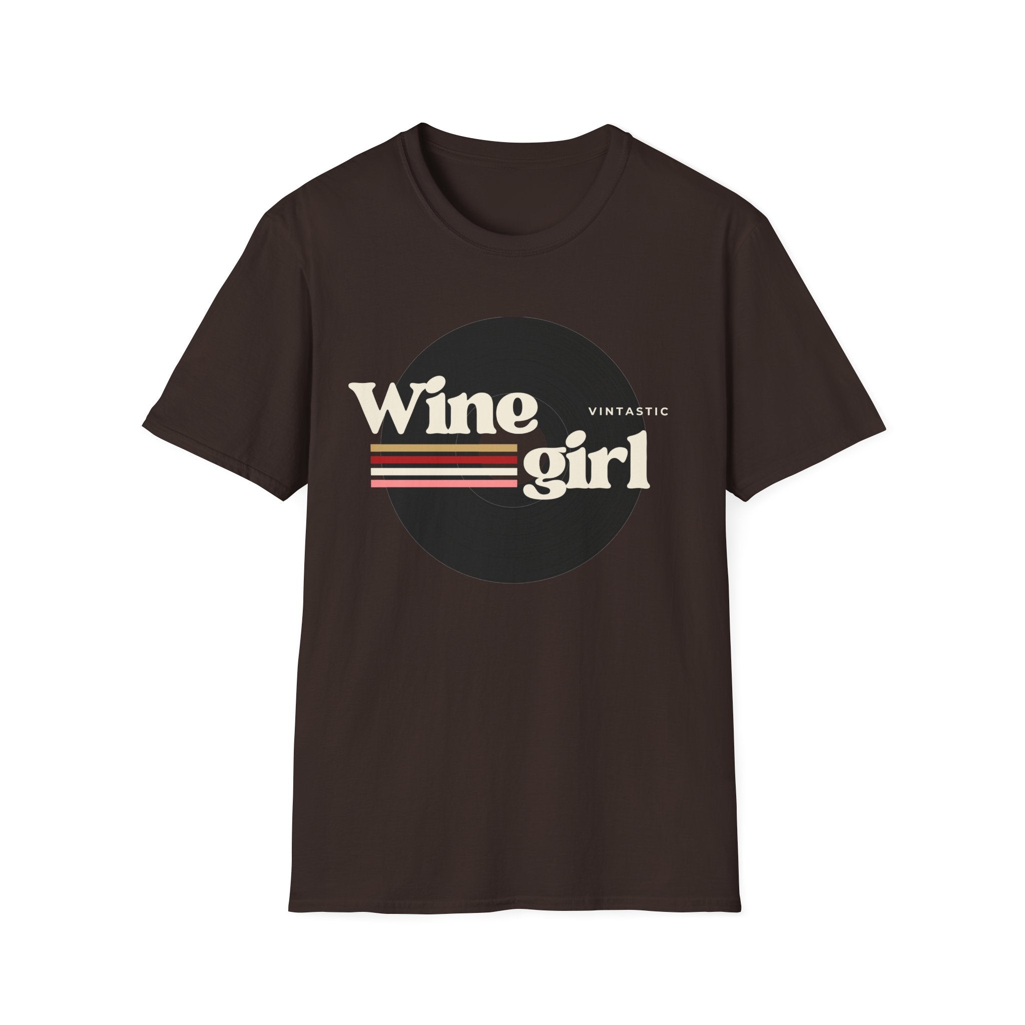 Wine Girl T-Shirt — Vintage Retro Striped Graphic Tee