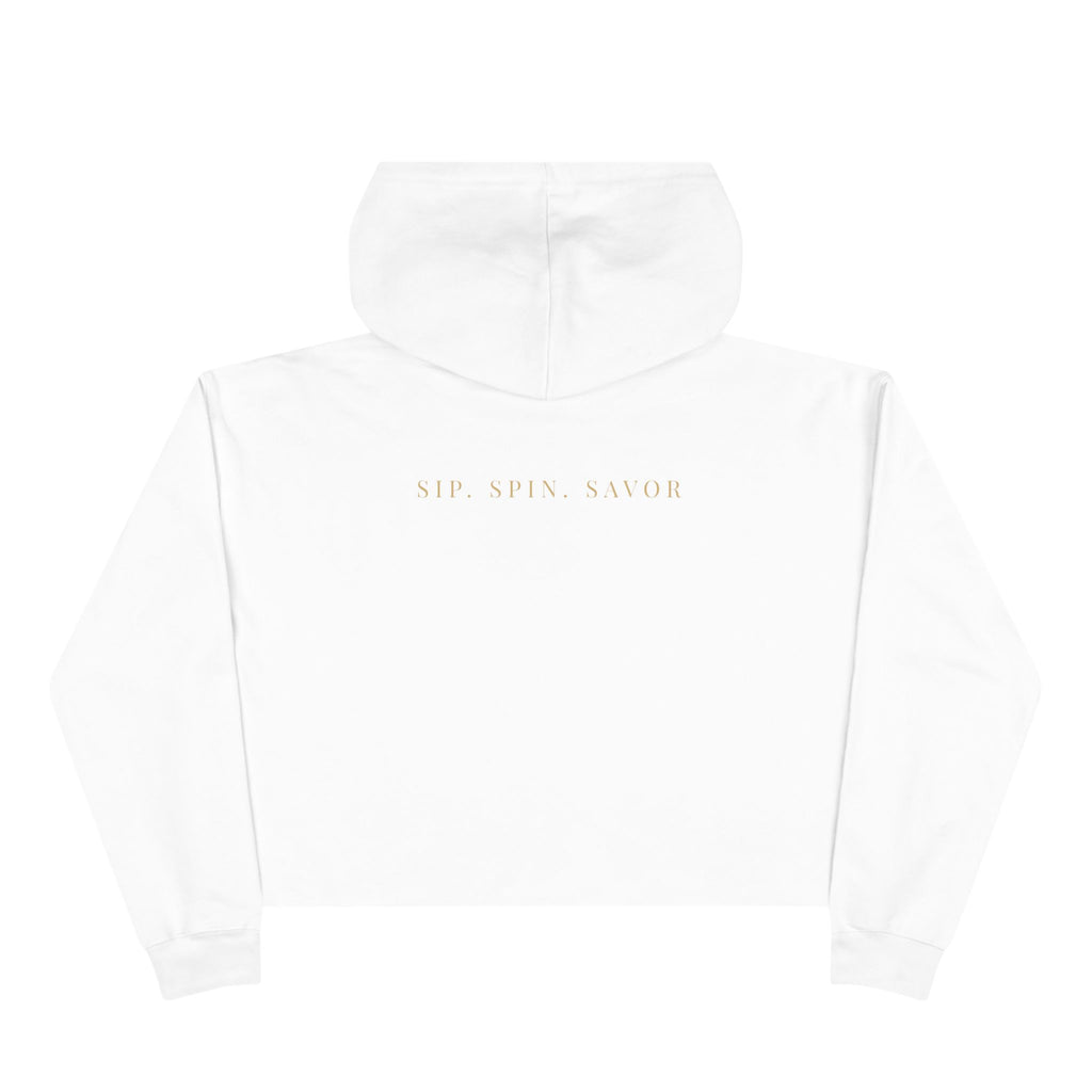 Wine Floral Crop Hoodie — Vintage Rose Wine Graphic Cropped Hoodie