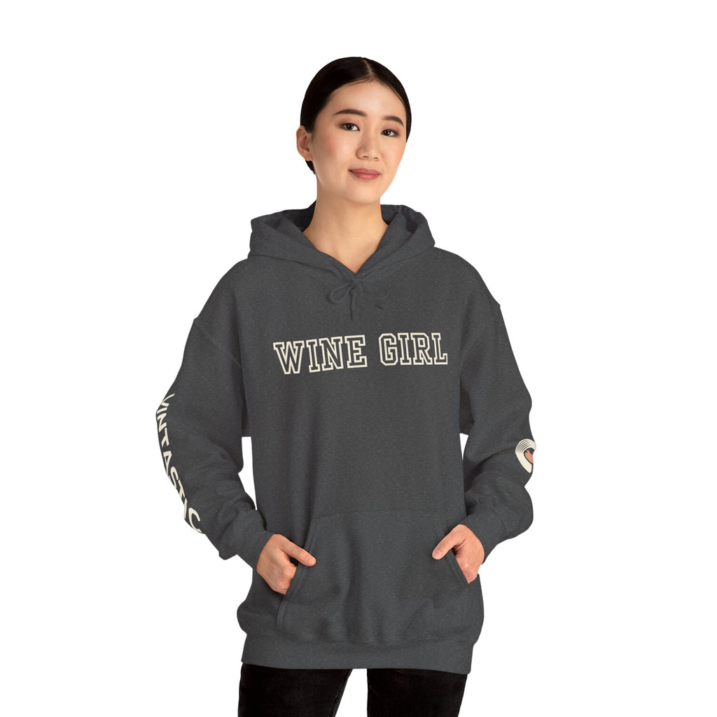Vintastic Wine Girl Hoodie – Black Unisex Oversized Sweatshirt | Wine Lover Gift