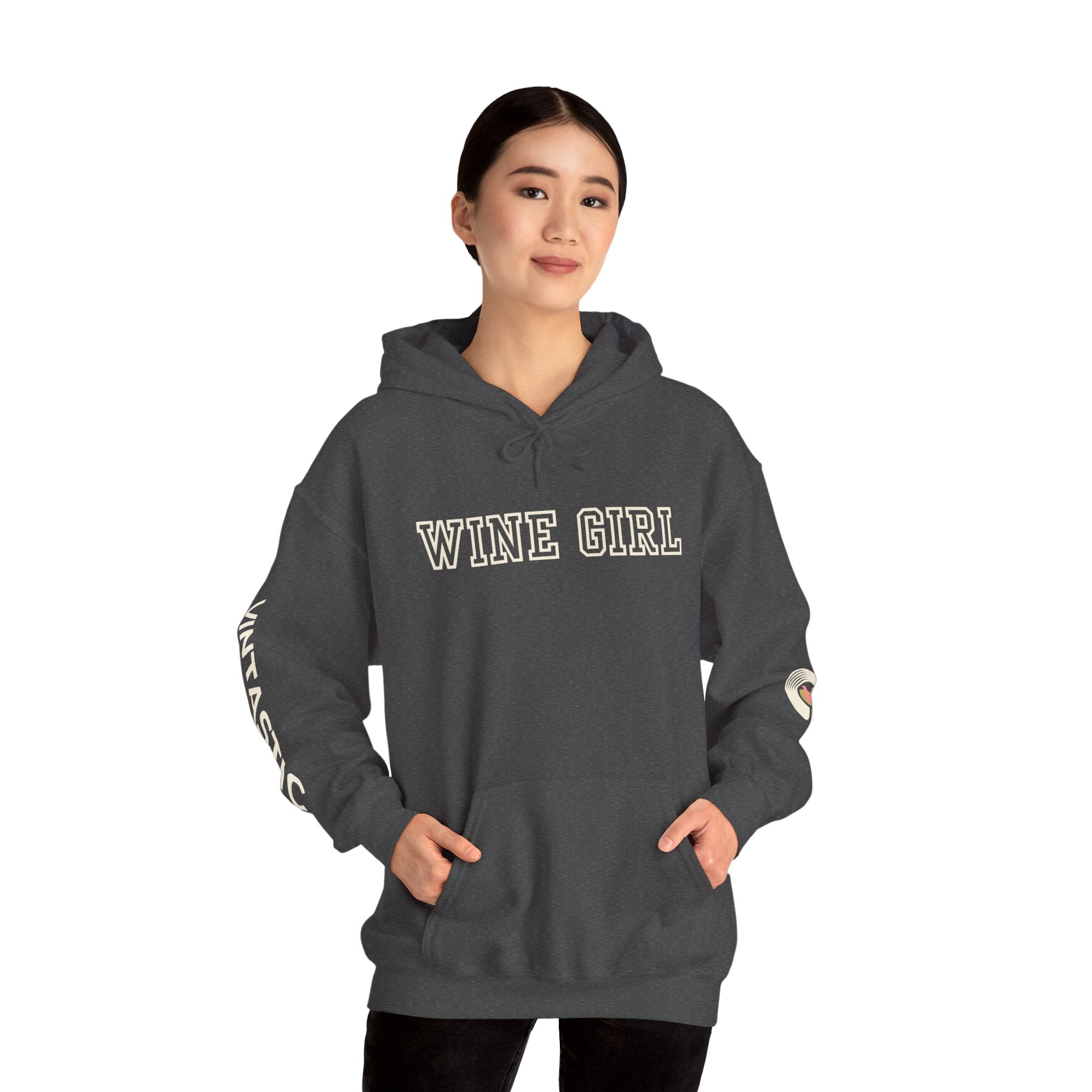 Vintastic Wine Girl Hoodie – Black Unisex Oversized Sweatshirt | Wine Lover Gift