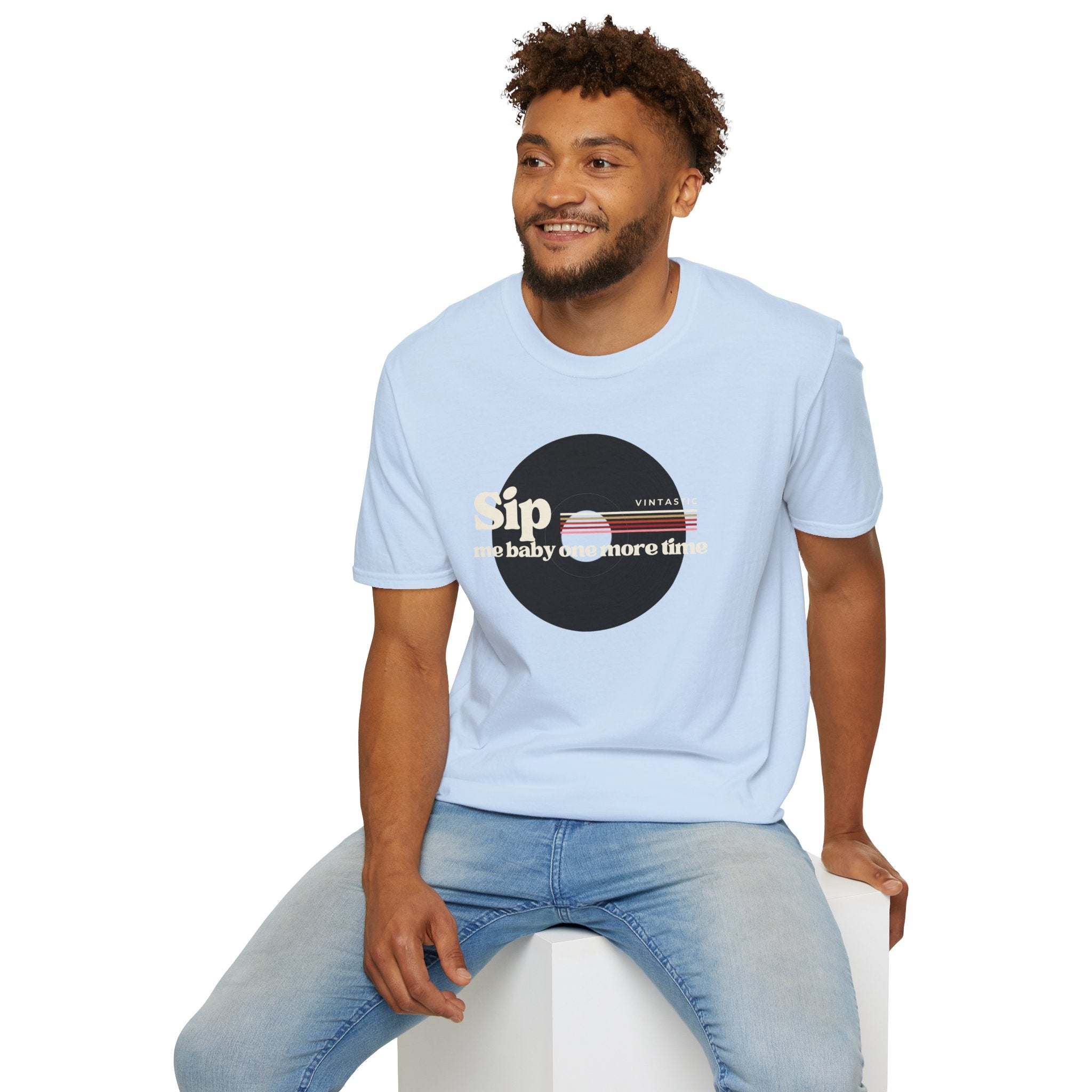 Sip Me Baby One More Time Tee – Retro Vinyl Wine Girl Style