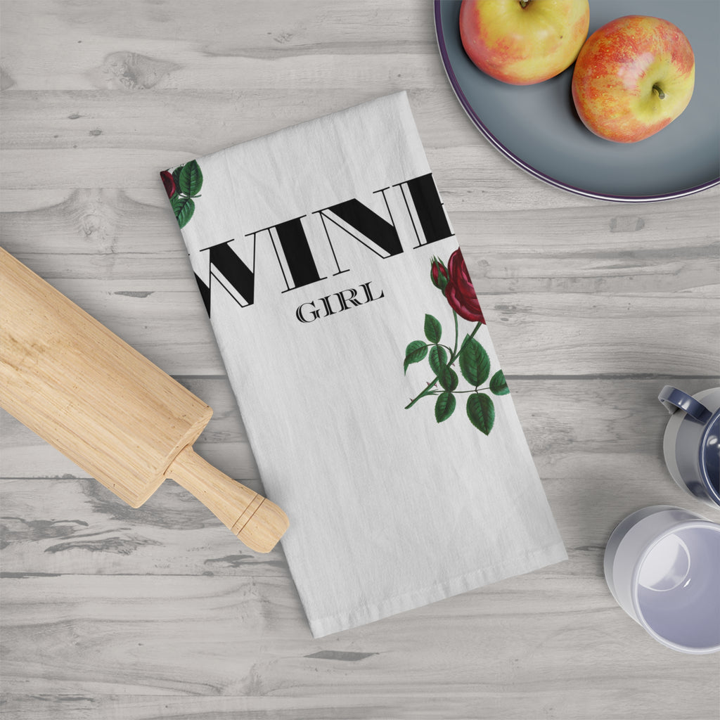 Wine Girl Rose Floral Kitchen Towel