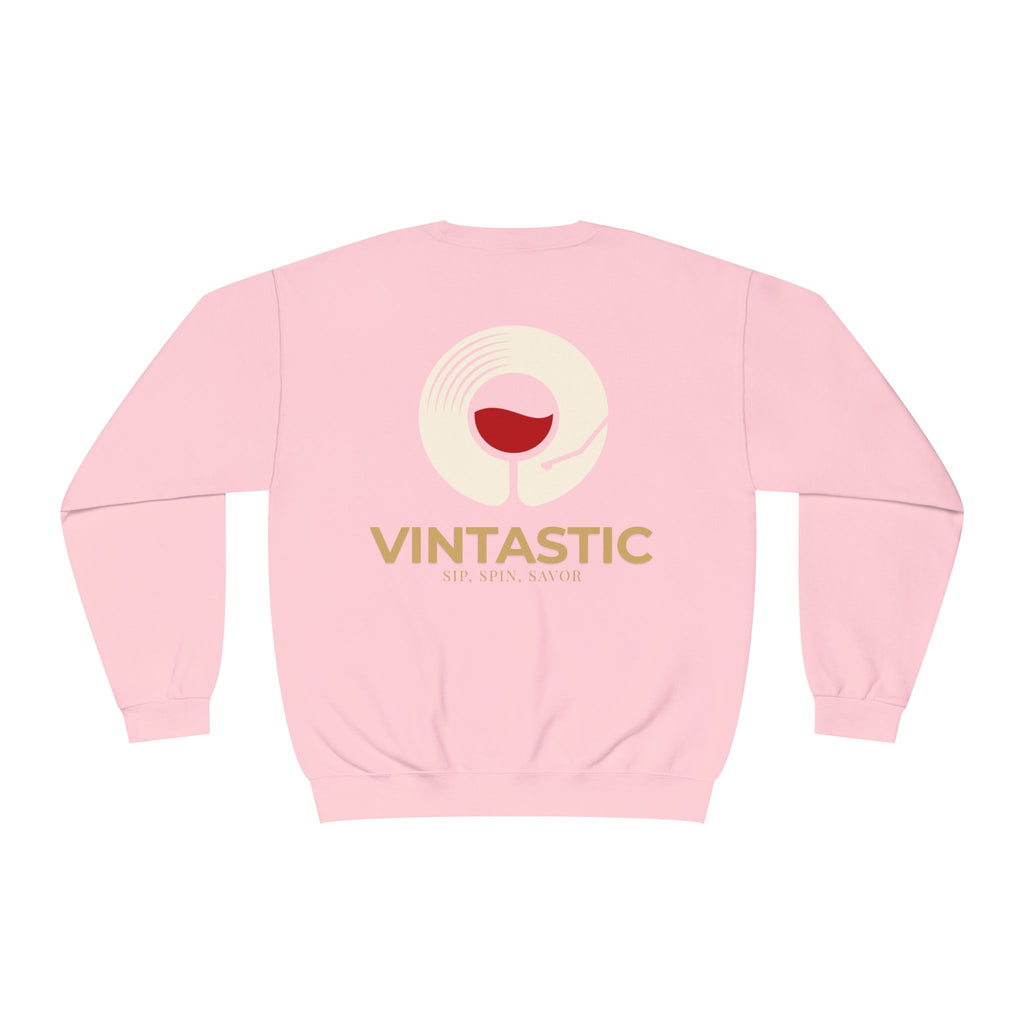 Vintastic Crewneck Sweatshirt — 'Sip Spin Savor' Wine Lover Pullover