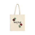 Wine Girl Floral Cotton Tote Bag