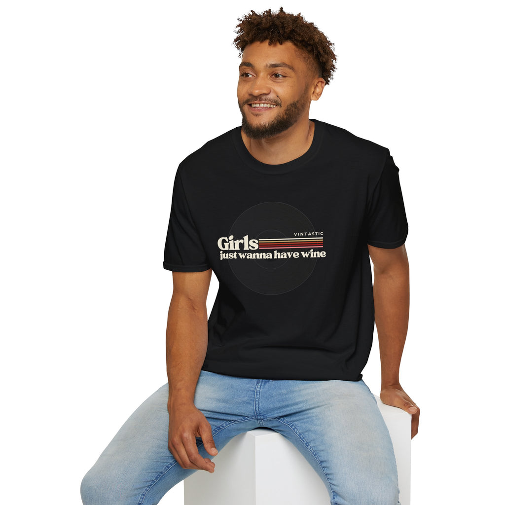 Girls Just Wanna Have Wine T-Shirt | Women’s Wine Lover Tee | Wine & Vinyl Collection