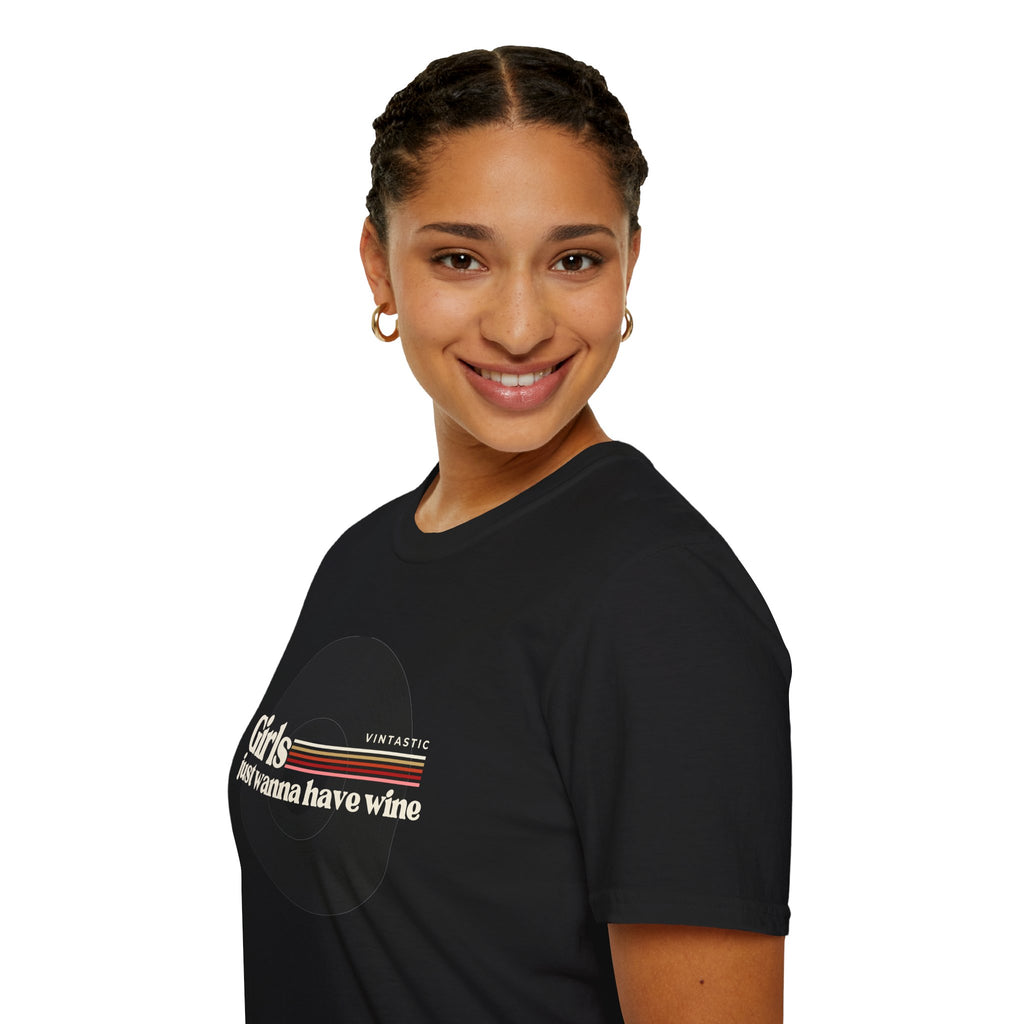Girls Just Wanna Have Wine T-Shirt | Women’s Wine Lover Tee | Wine & Vinyl Collection