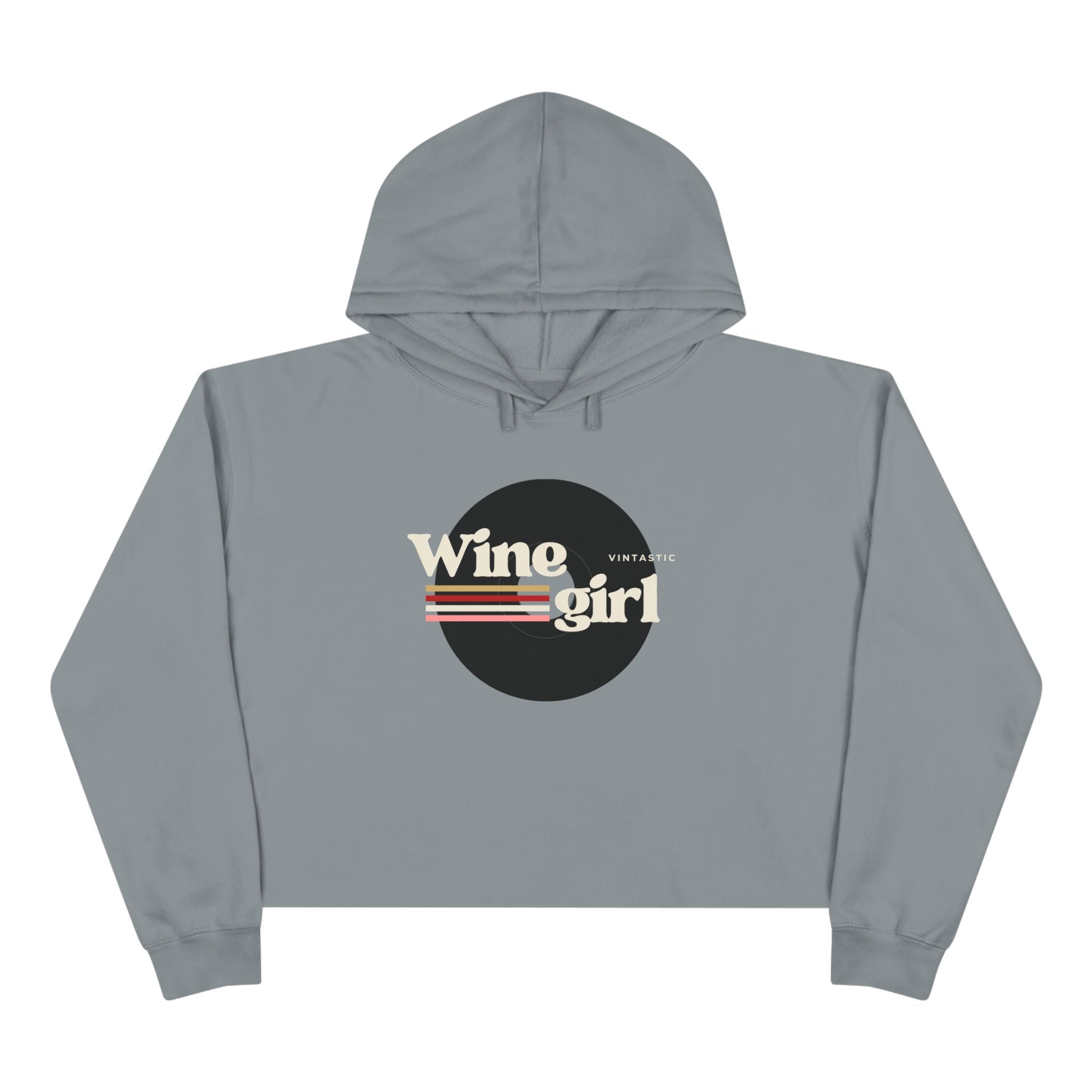 Wine Girl Vintastic Crop Hoodie — White Logo Cropped Pullover