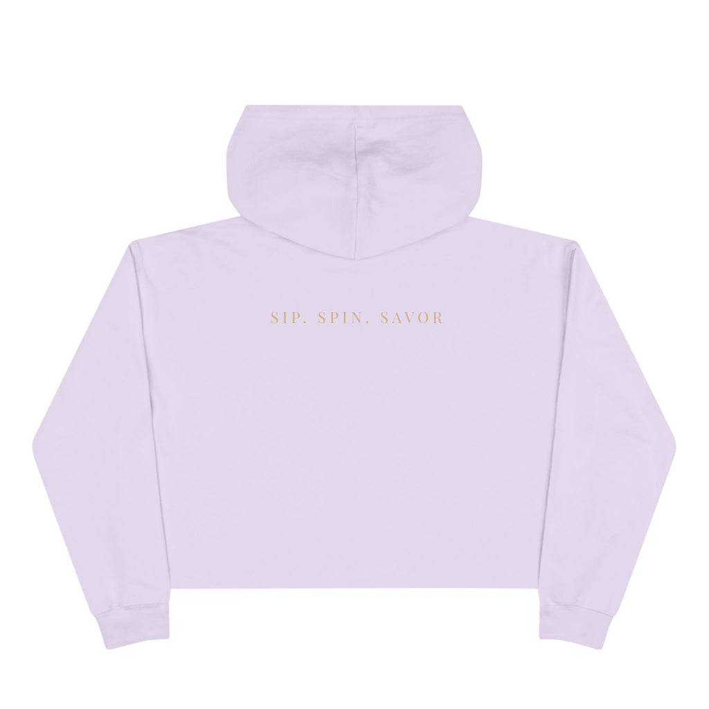 Wine Floral Crop Hoodie — Vintage Rose Wine Graphic Cropped Hoodie