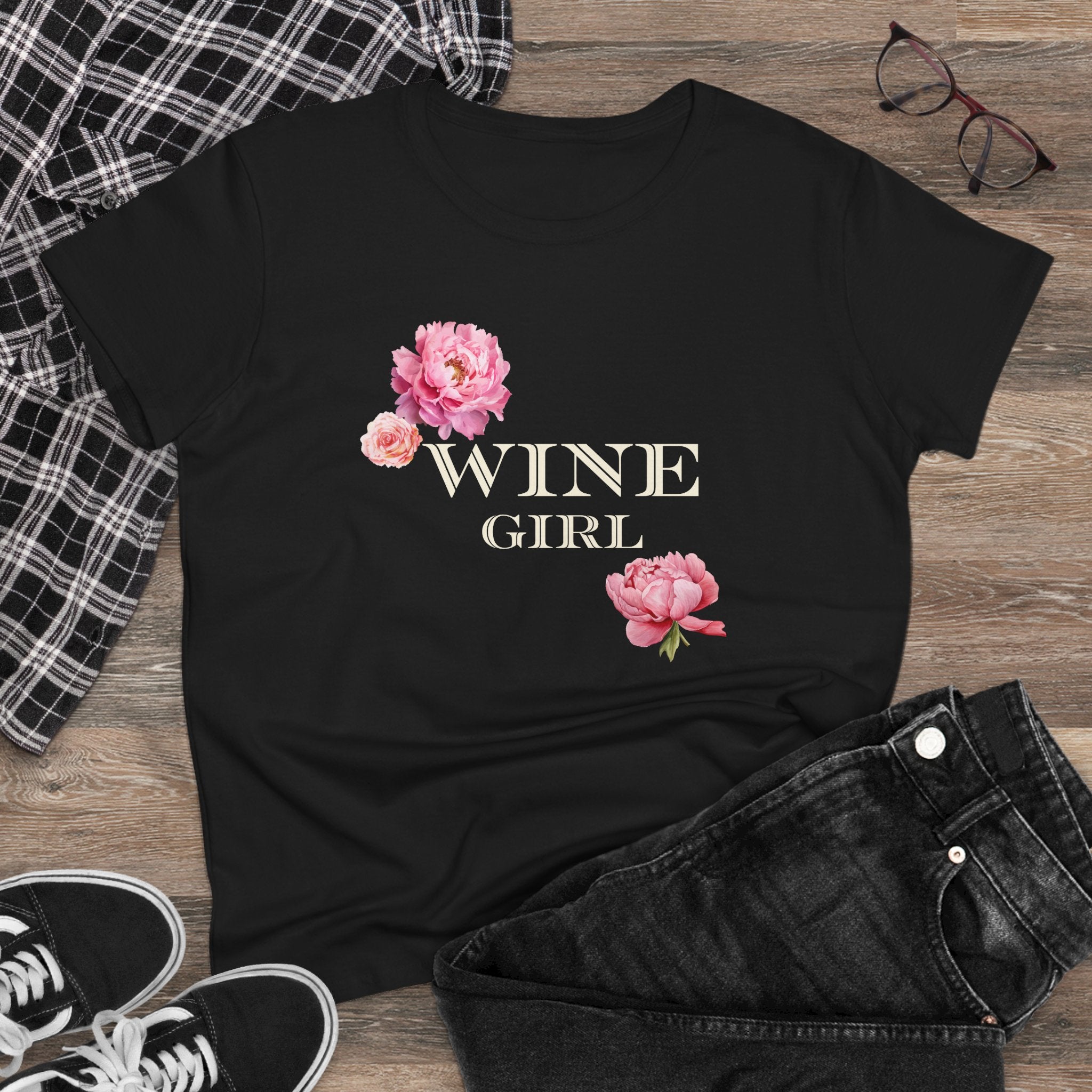 Wine Girl Floral Women's Tee - Perfect for Wine Lovers