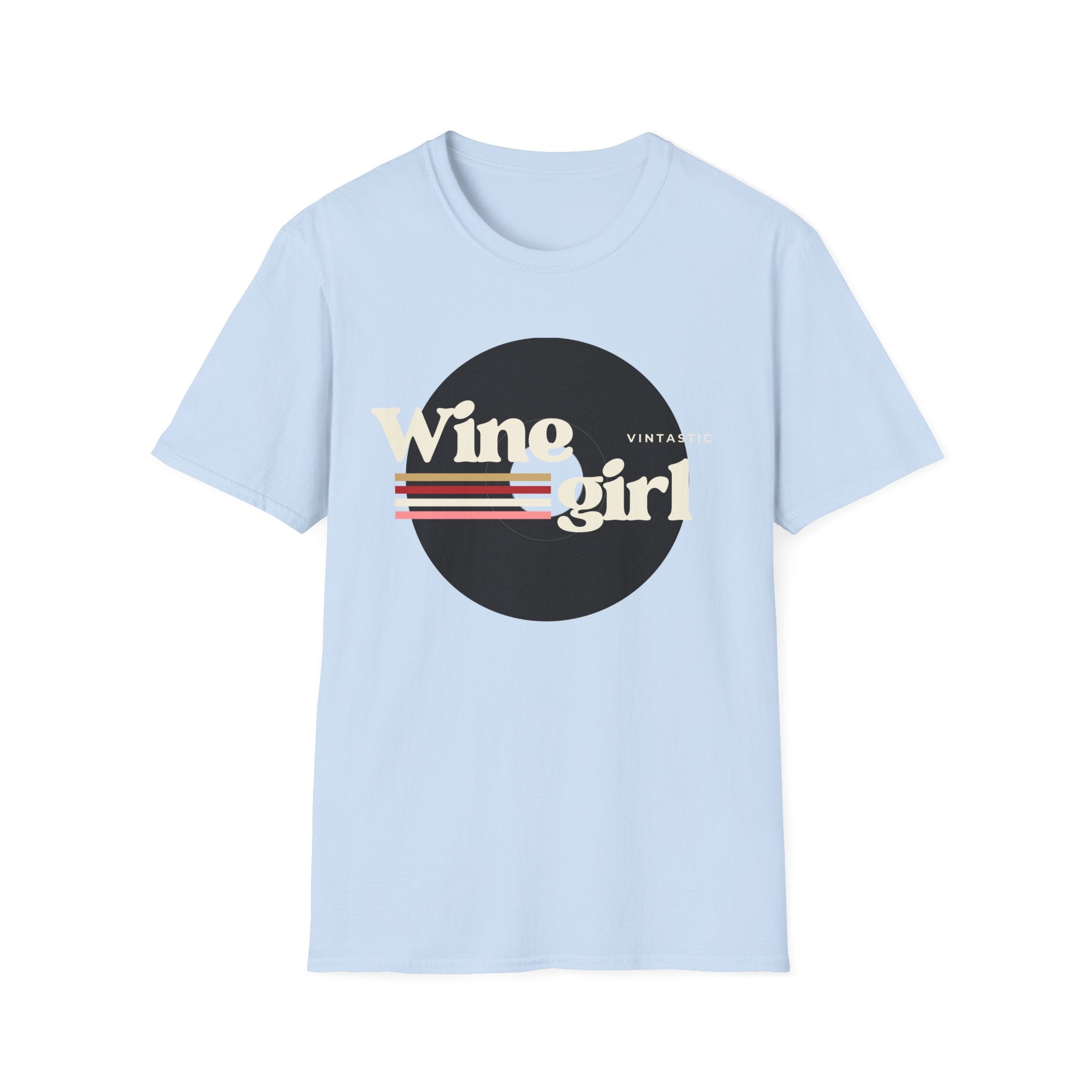 Wine Girl T-Shirt — Vintage Retro Striped Graphic Tee