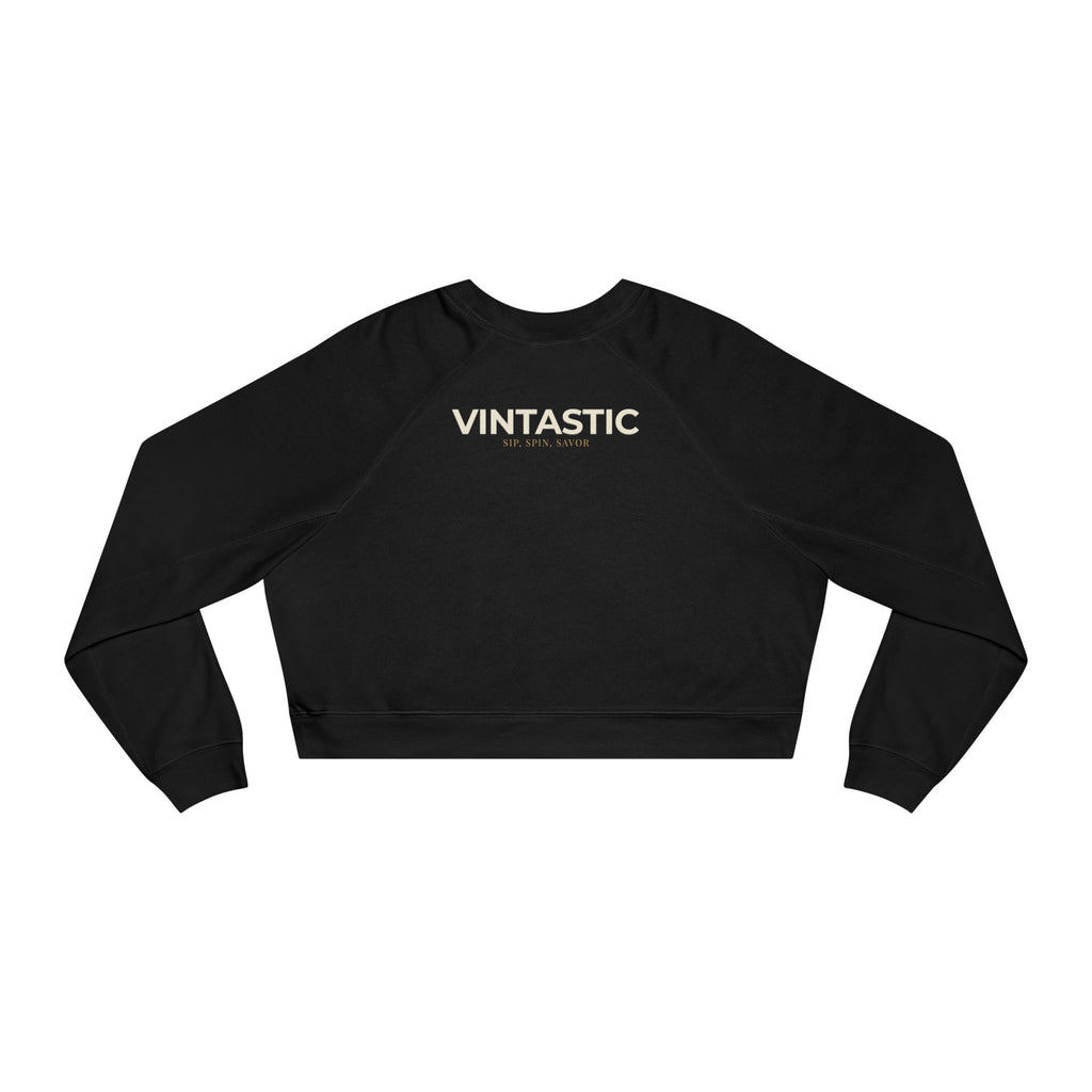 Cropped Pullover — "Champagne Vintastic" Retro Wine Graphic